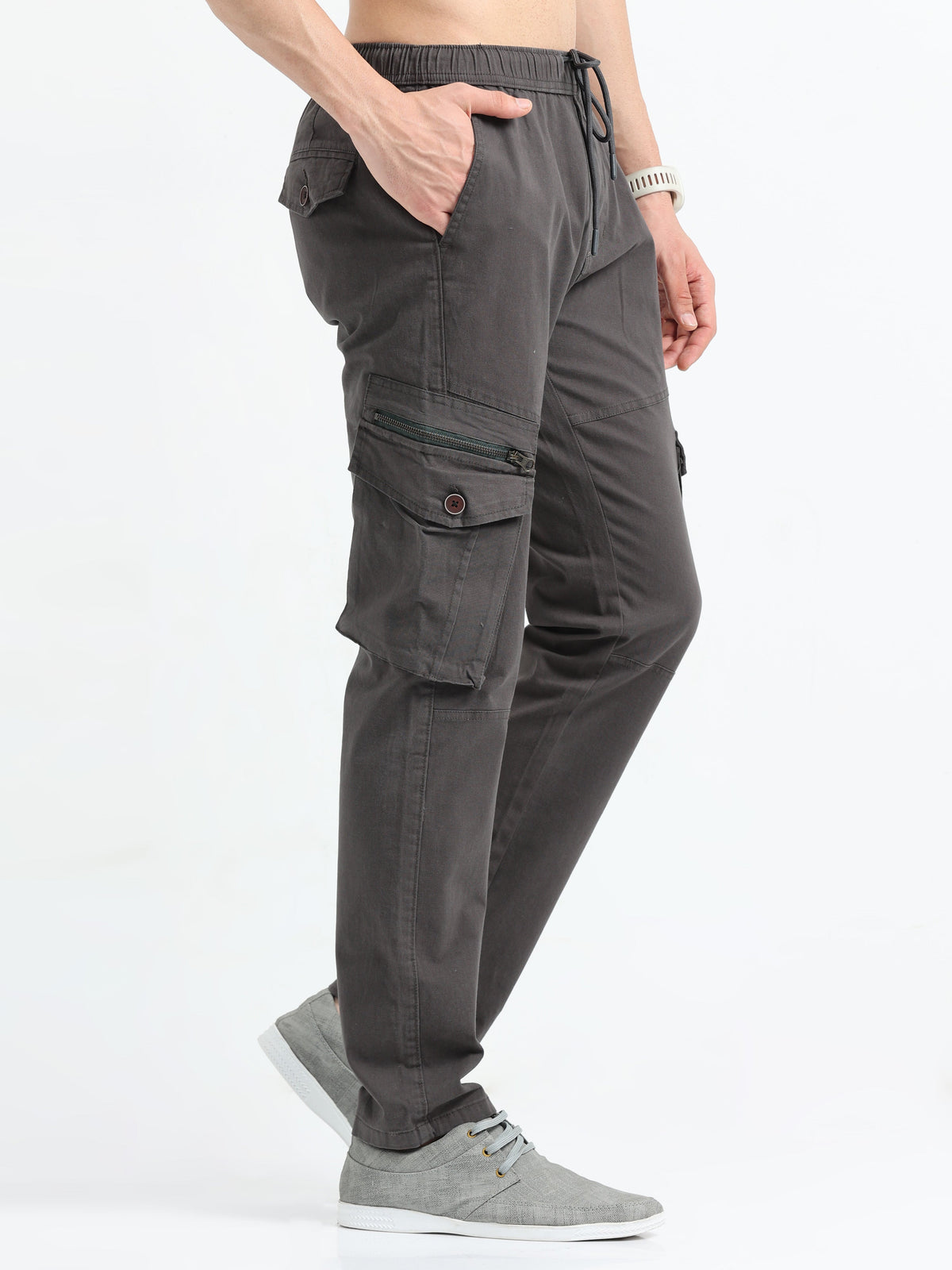 Men Zipper Cargo-Grey