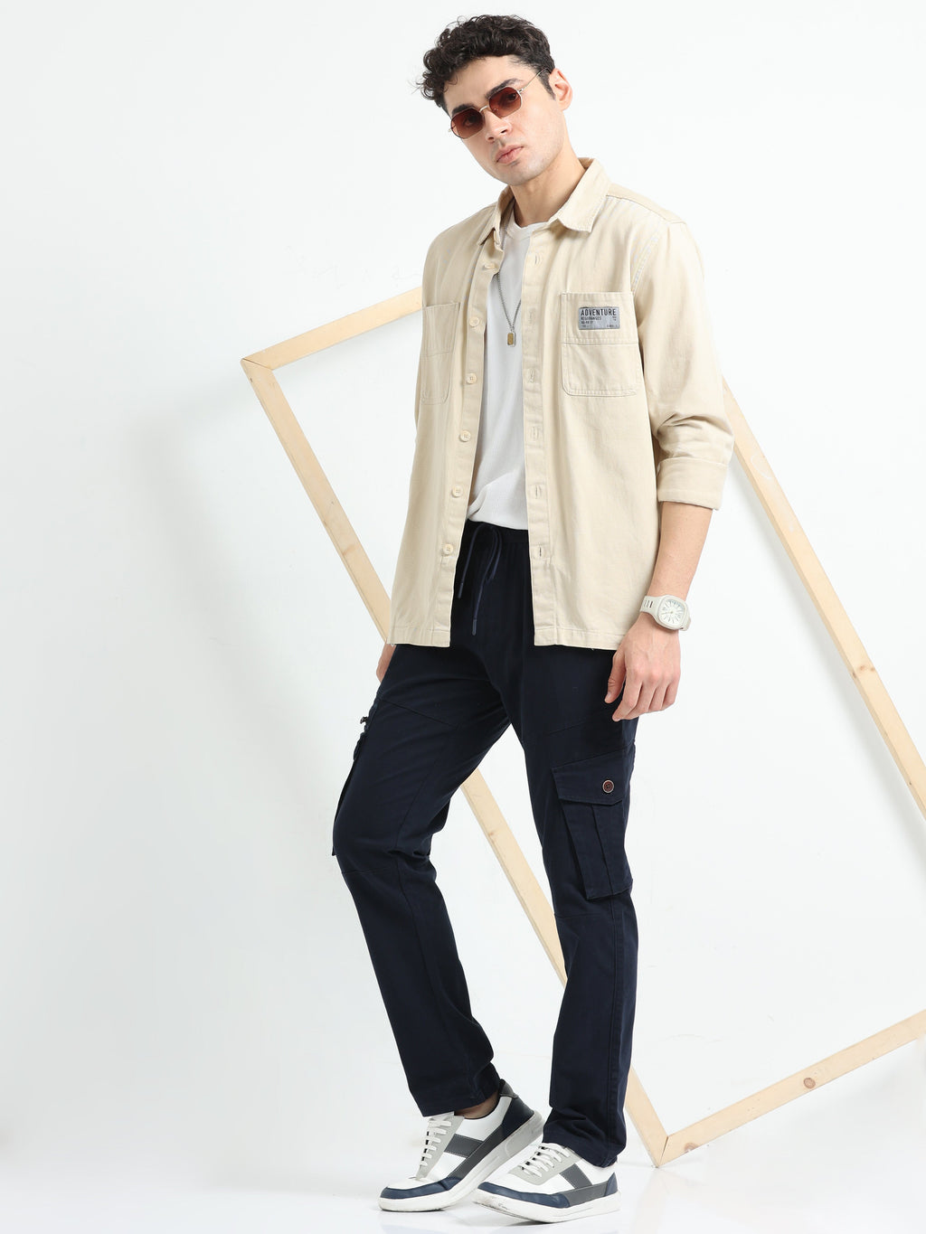 Men Zipper Cargo-Navy
