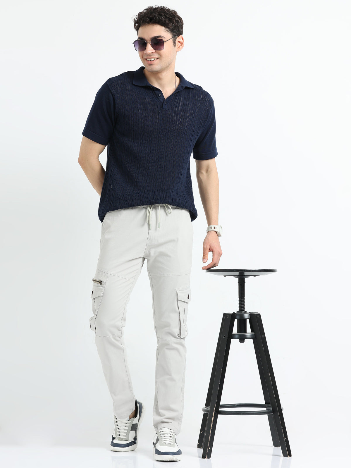 Men Zipper Cargo-Stone