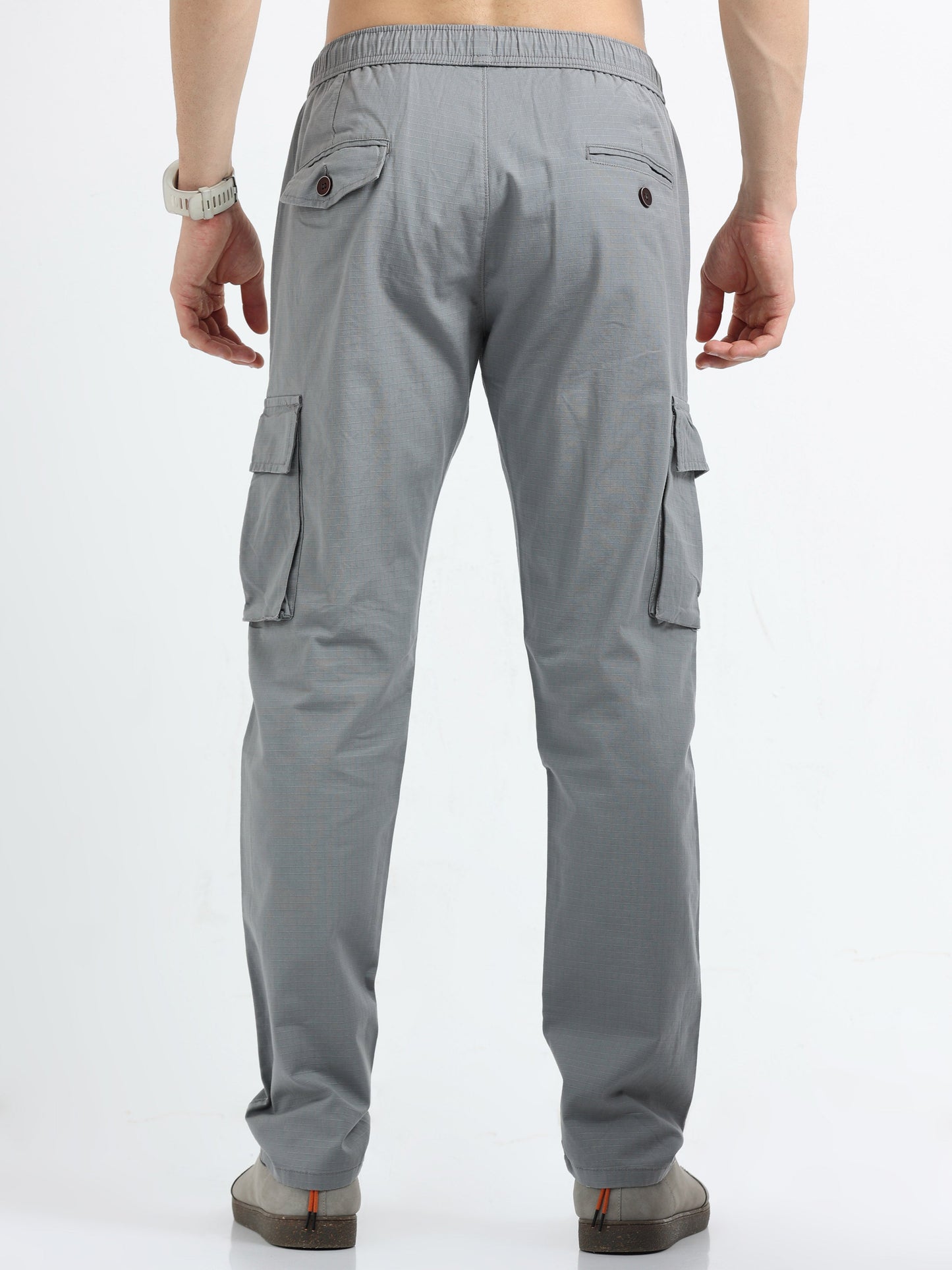 Men Self Design Breeze Cargoes-Lt Grey