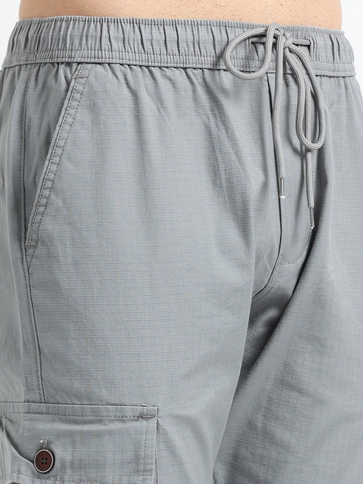 Men Self Design Breeze Cargoes-Lt Grey