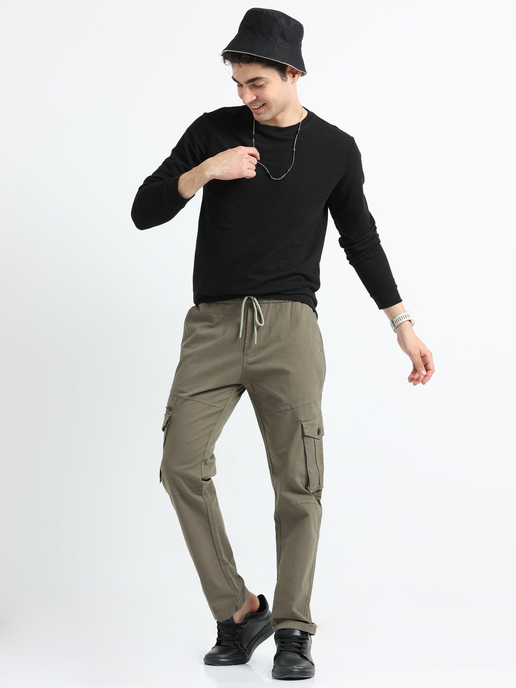 Men Zipper Cargo-Lt Olive