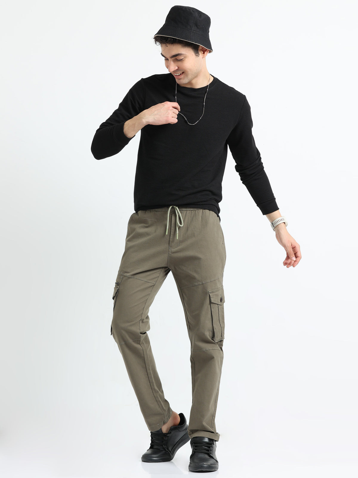 Men Zipper Cargo-Lt Olive
