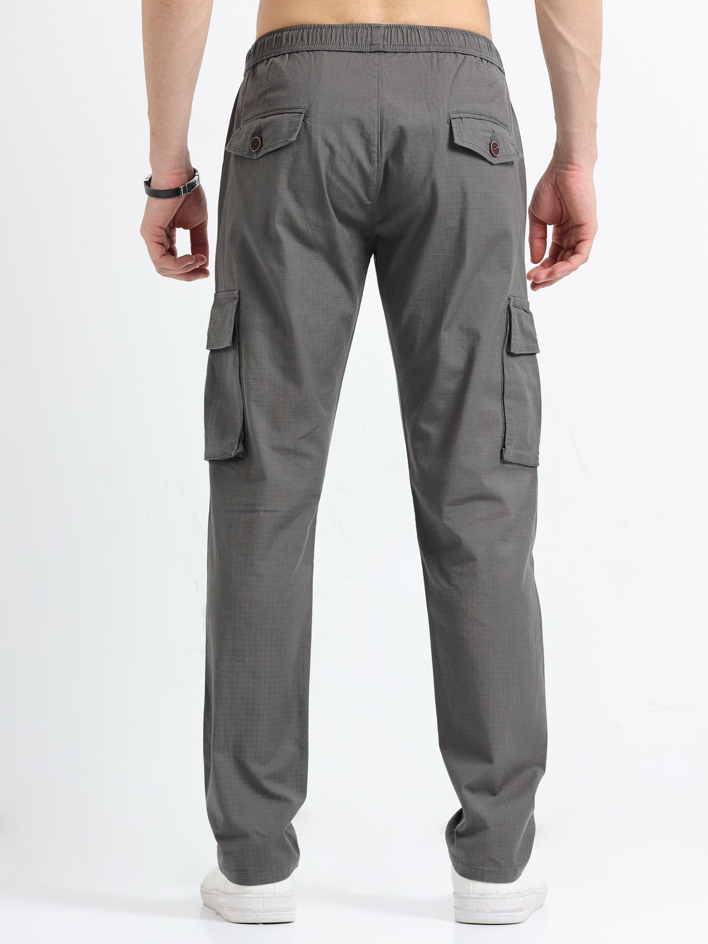 Men Self Design Breeze Cargoes-Biscuit