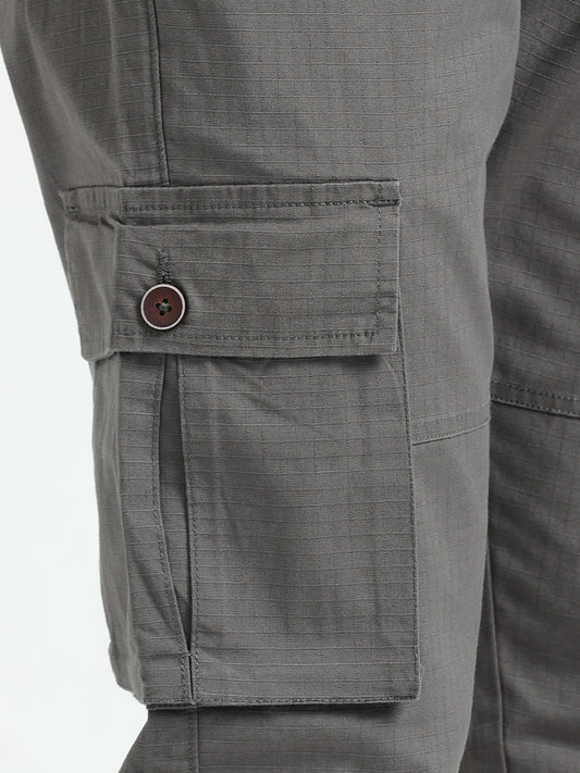Men Self Design Breeze Cargoes-Biscuit