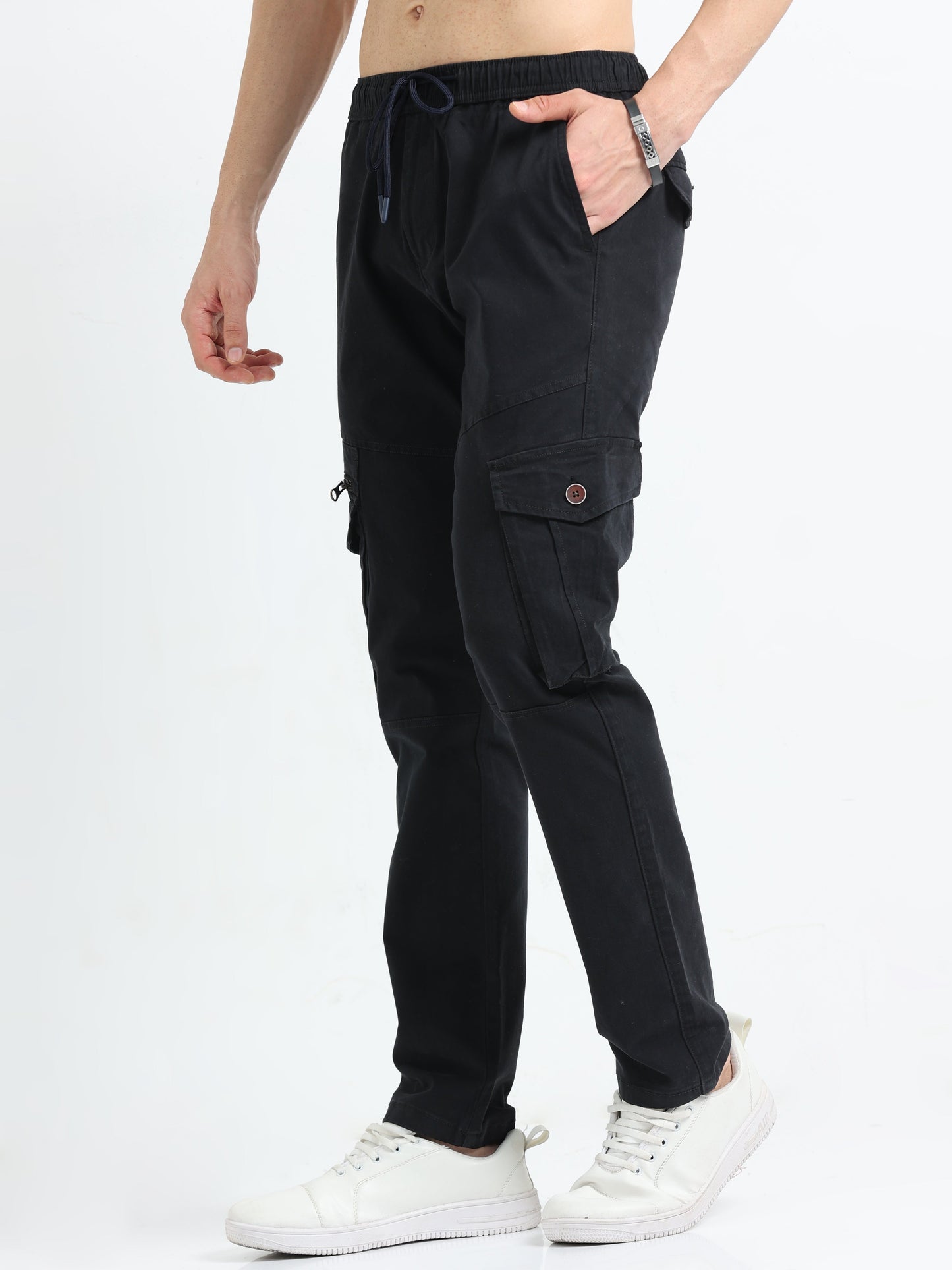 Men Zipper Cargo-Black