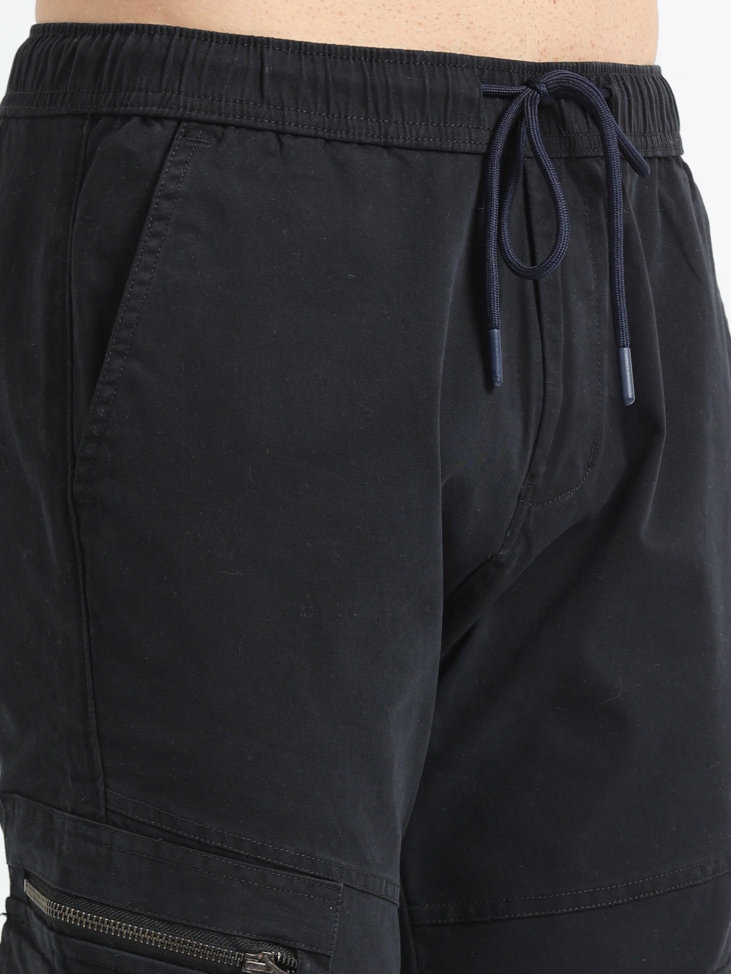 Men Zipper Cargo-Black
