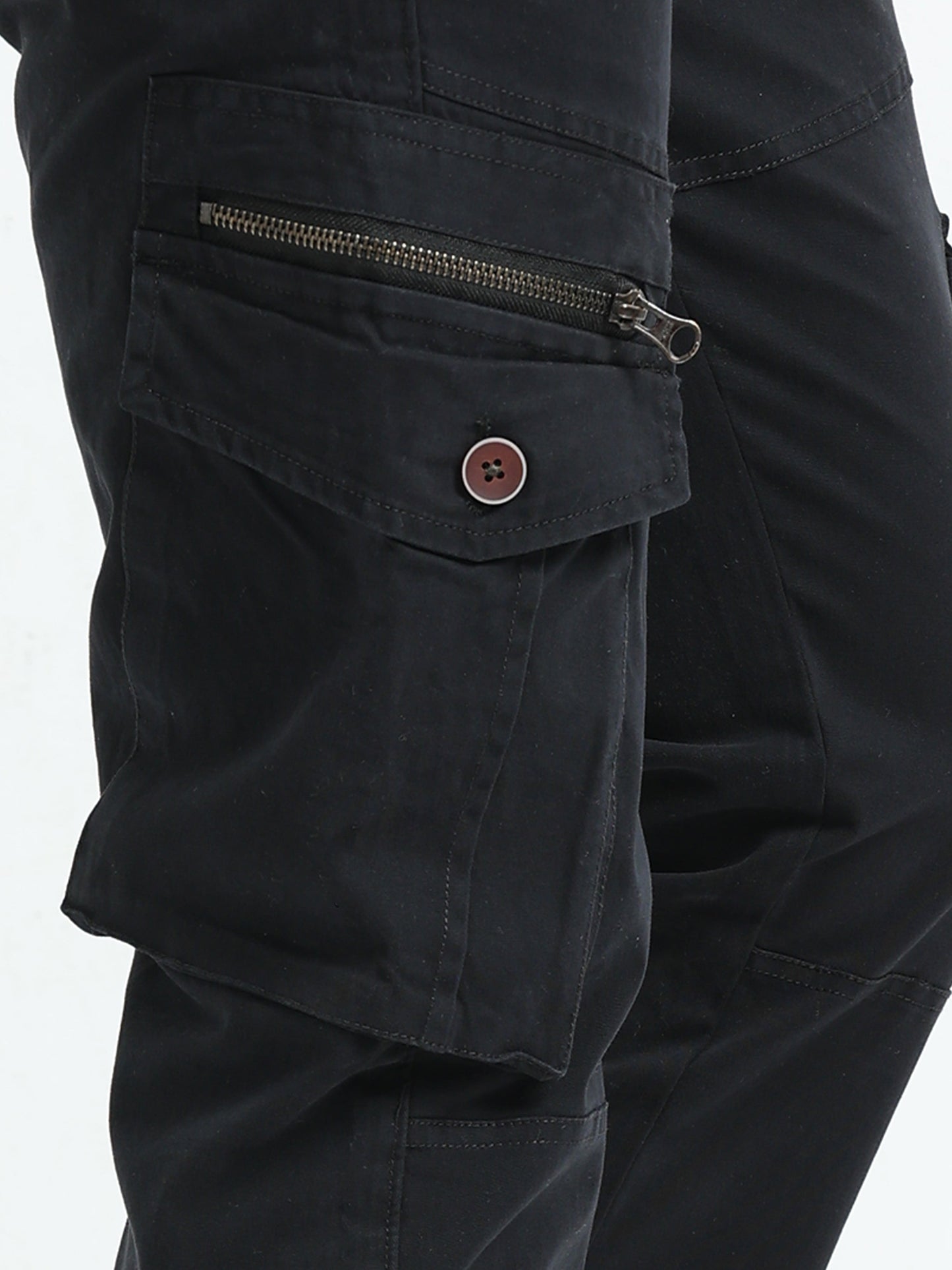 Men Zipper Cargo-Black