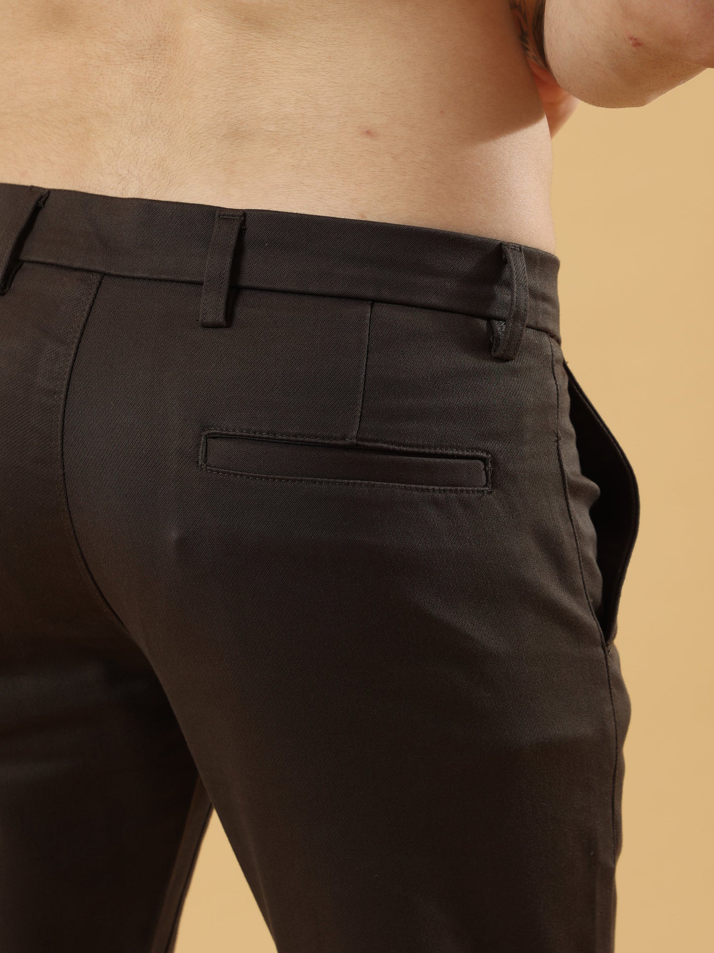Double Cloth Cotton Caramel Brown Trouser