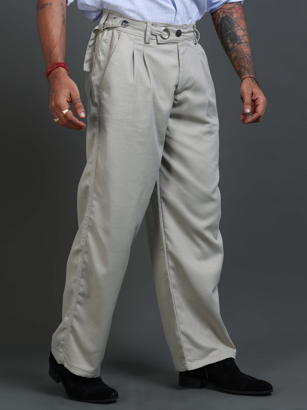 Riviera Relaxed Trouser In Stone Grey
