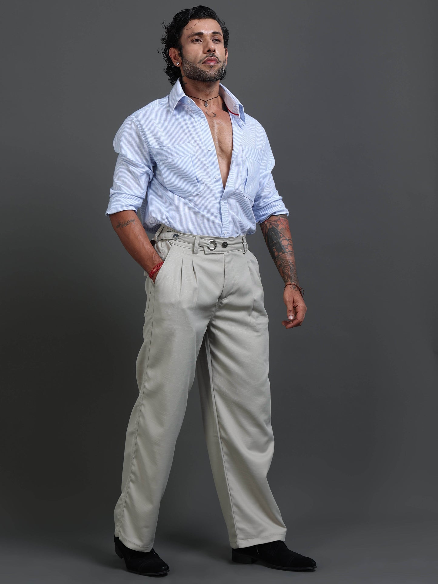 Riviera Relaxed Trouser In Stone Grey
