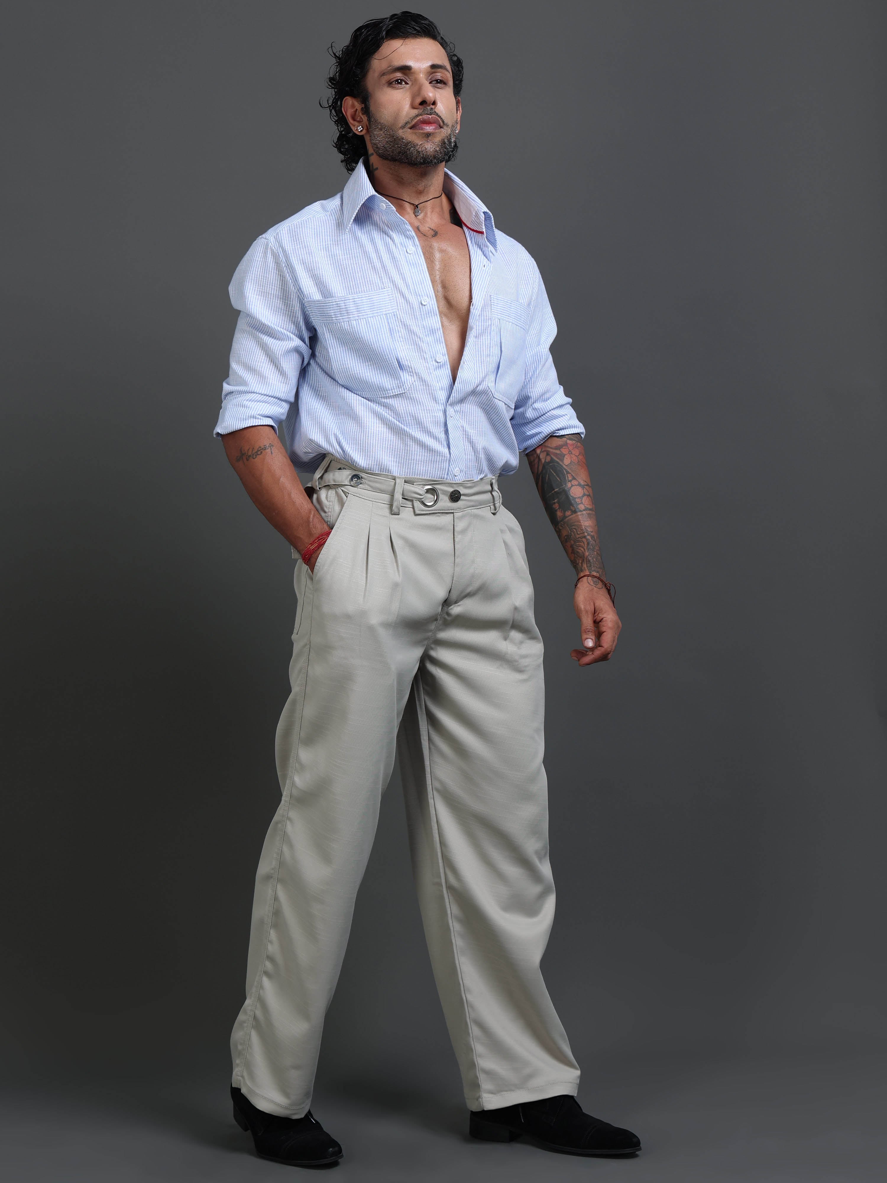 Riviera Relaxed Trouser In Stone Grey