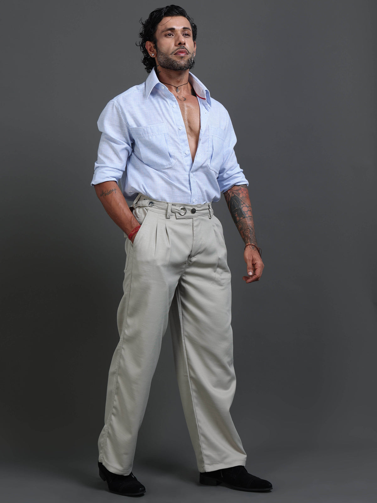 Riviera Relaxed Trouser In Stone Grey