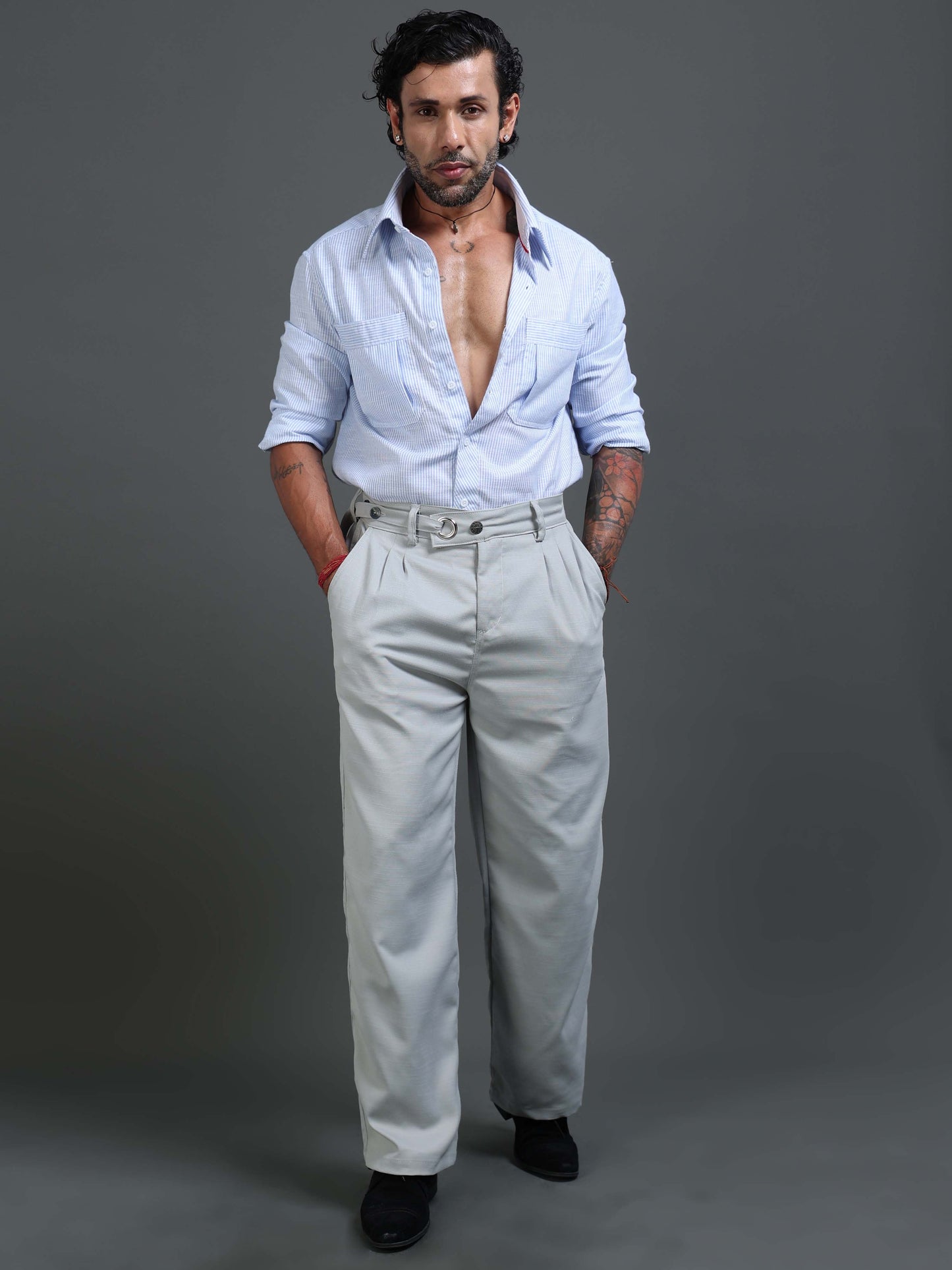 Riviera Relaxed Trouser In Silver Grey