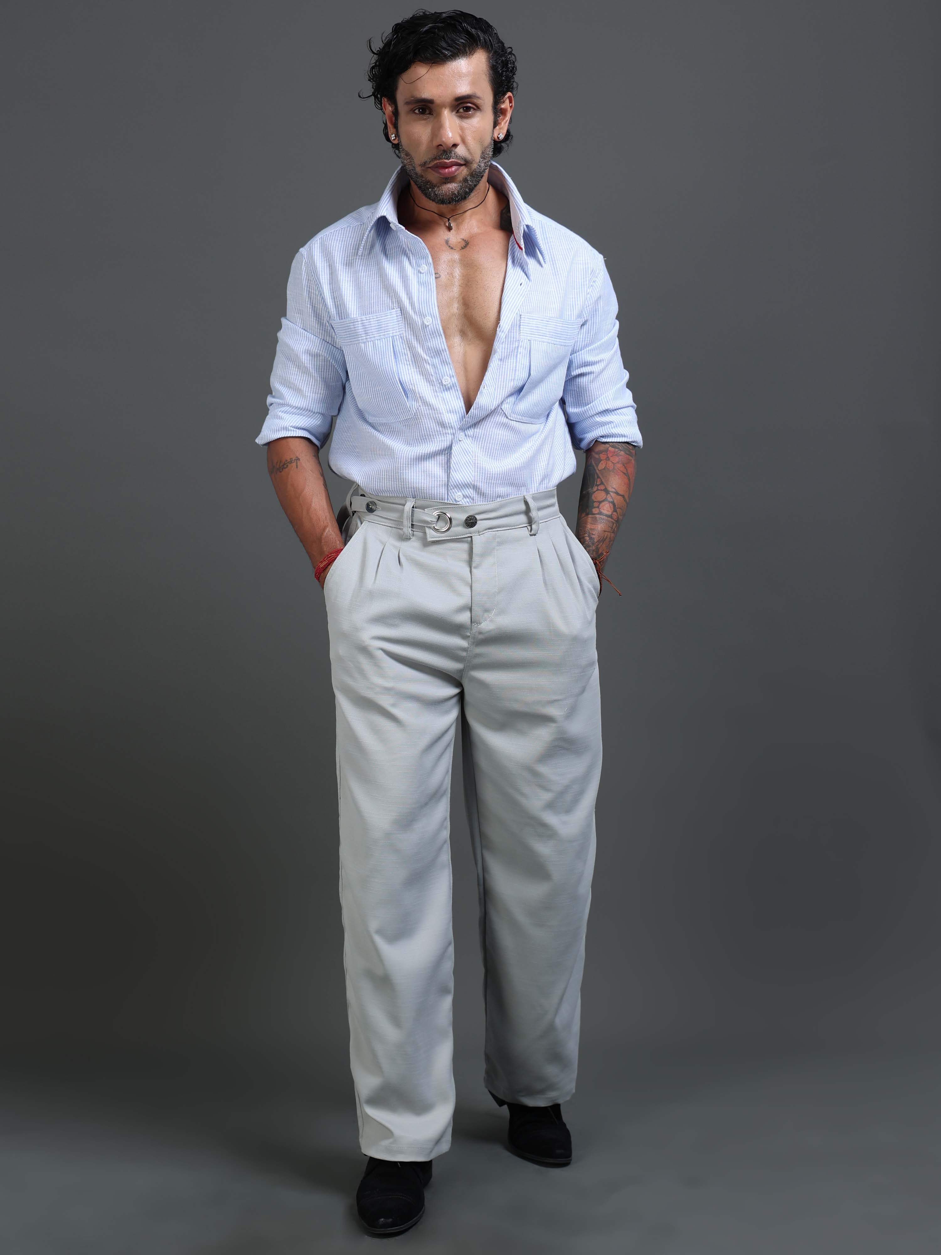 Riviera Relaxed Trouser In Silver Grey