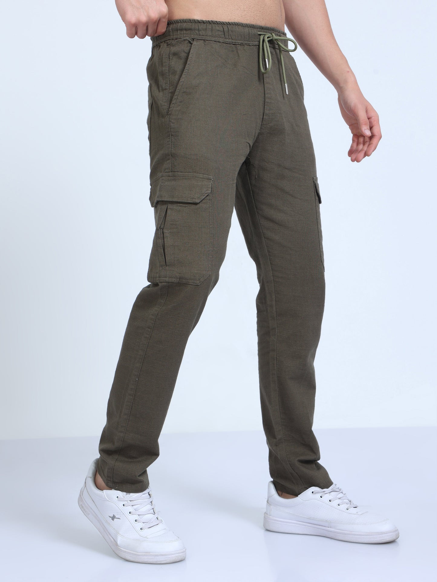 Men Lazy Linen Pants Olive