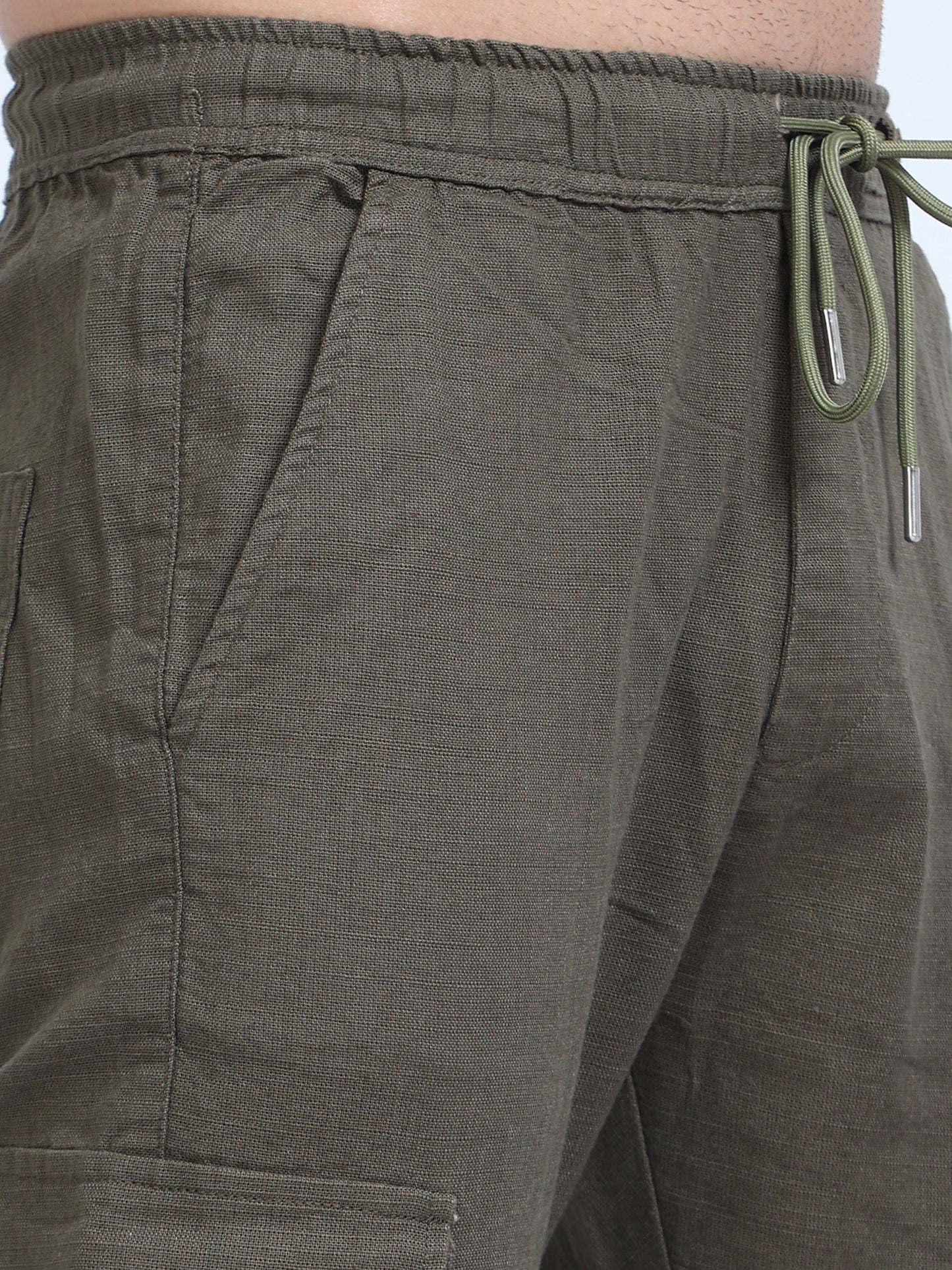 Men Lazy Linen Pants Olive