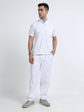 Men’s Snow White Medical Scrub Set – Mandarin Collar (Chinese Collar) Top & Straight Pants | 2-Way Stretch, Antibacterial & Wrinkle-Resistant – Apollo