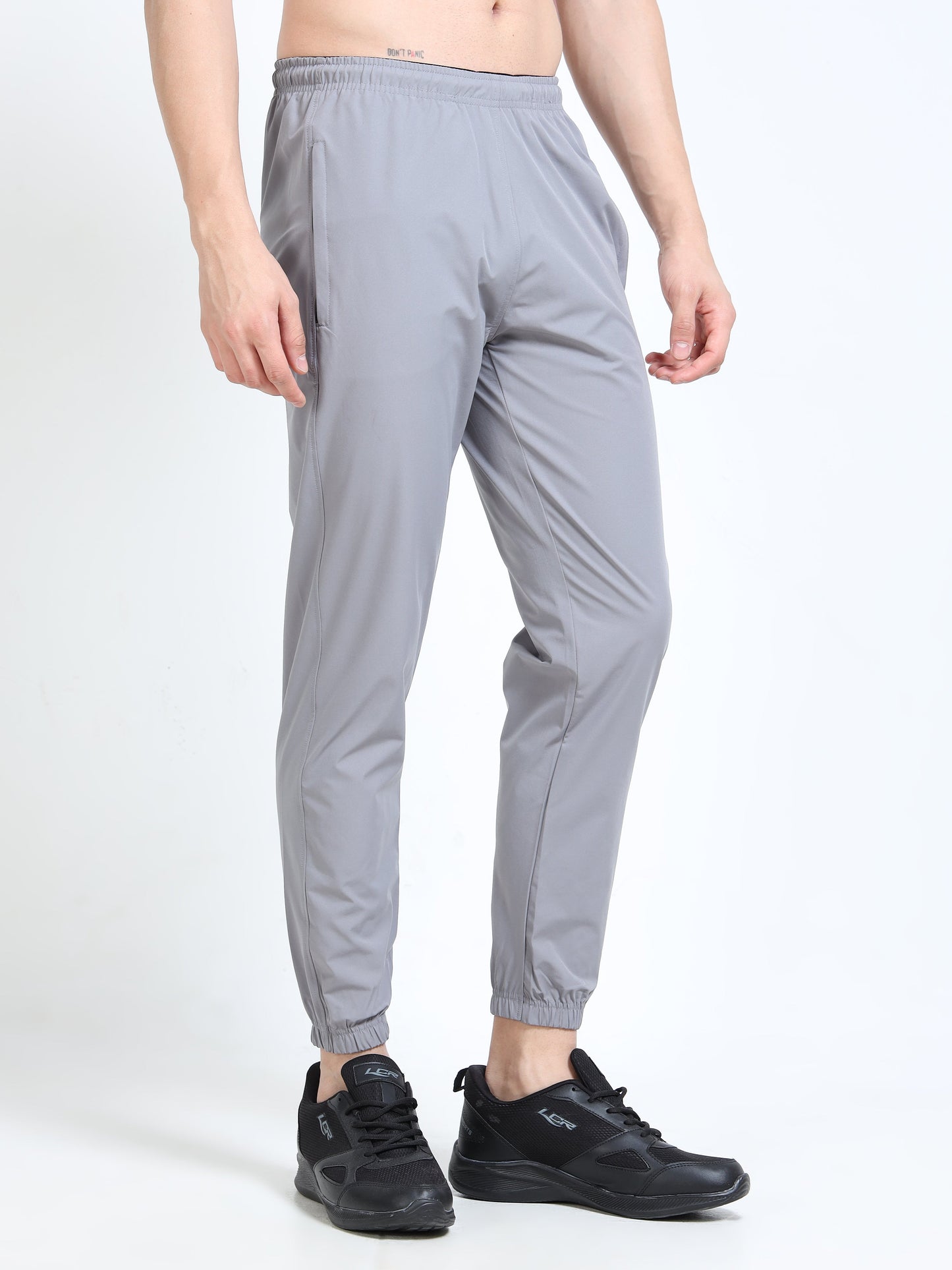 Men's Cool Grey Poly Woven Jogger Pants - Lightweight Comfort Fit