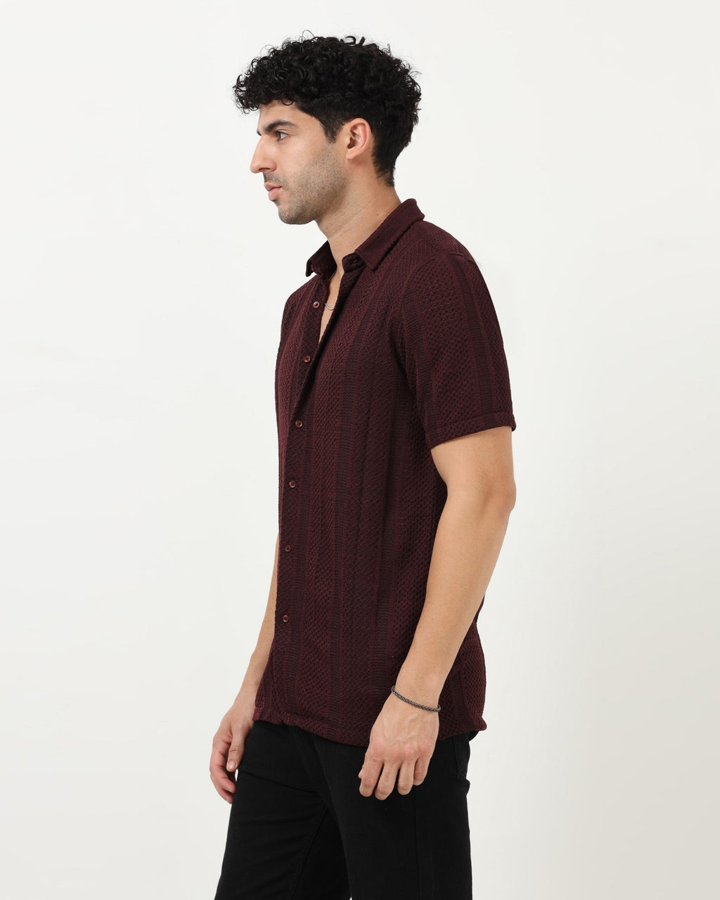 AETHER Burgundy Mesh Knit shirt
