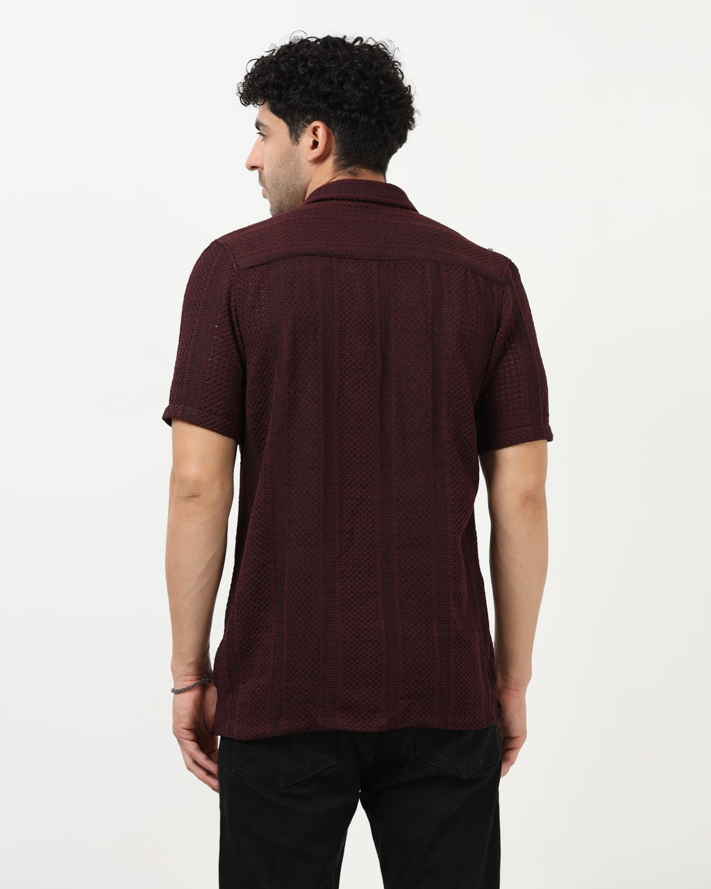 AETHER Burgundy Mesh Knit shirt