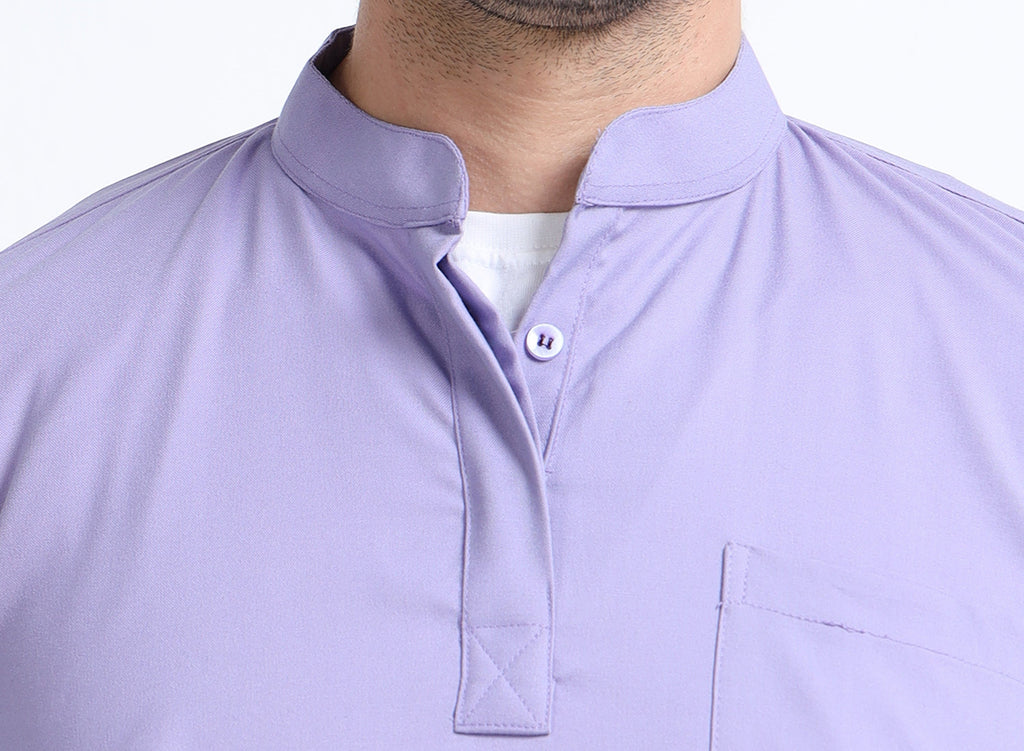 Men’s Pastel Lilac Medical Scrub Set – Mandarin Collar (Chinese Collar) Top & Straight Pants | 2-Way Stretch, Antibacterial & Wrinkle-Resistant – Apollo