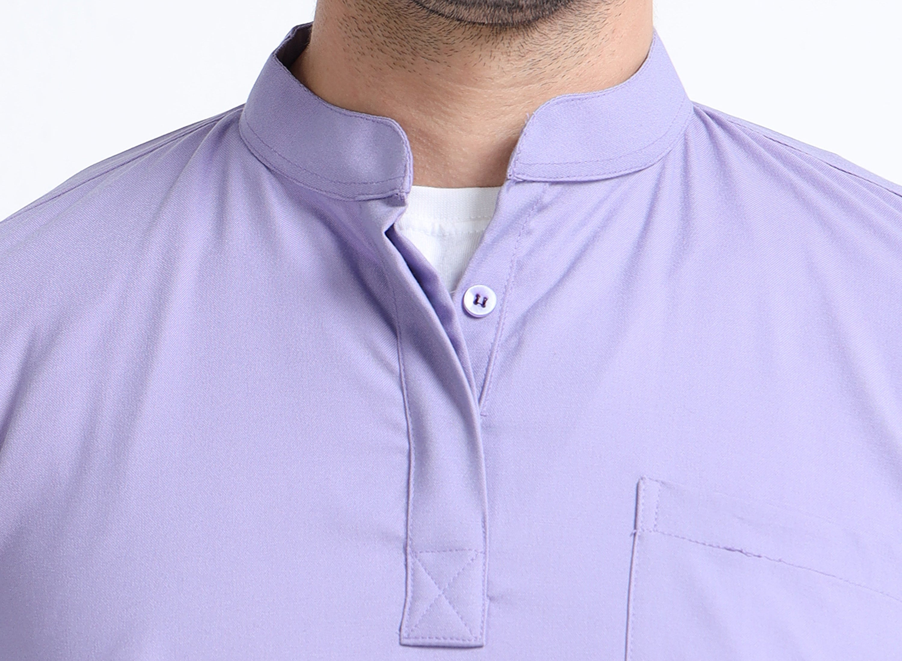 Men’s Pastel Lilac Medical Scrub Set – Mandarin Collar (Chinese Collar) Top & Straight Pants | 2-Way Stretch, Antibacterial & Wrinkle-Resistant – Apollo