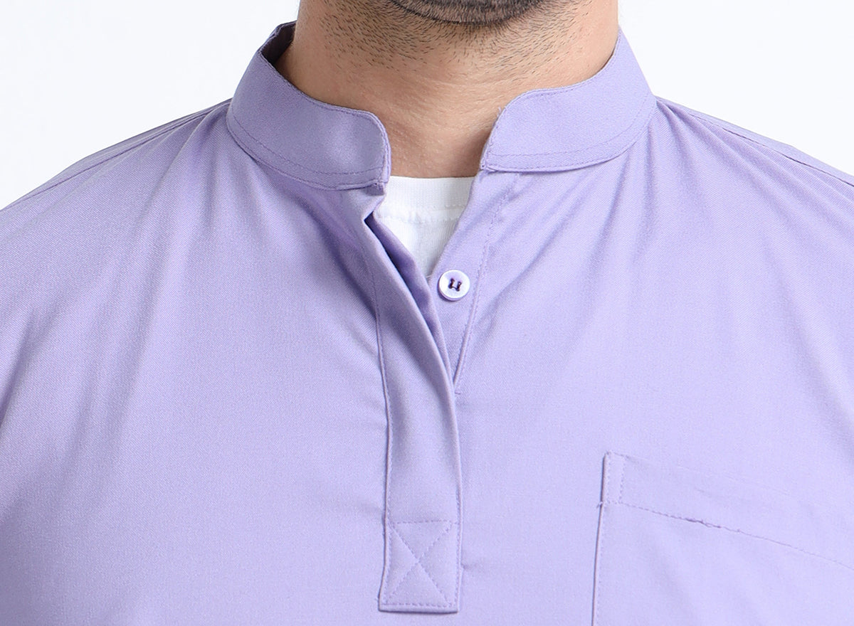 Men’s Pastel Lilac Medical Scrub Set – Mandarin Collar (Chinese Collar) Top & Straight Pants | 2-Way Stretch, Antibacterial & Wrinkle-Resistant – Apollo