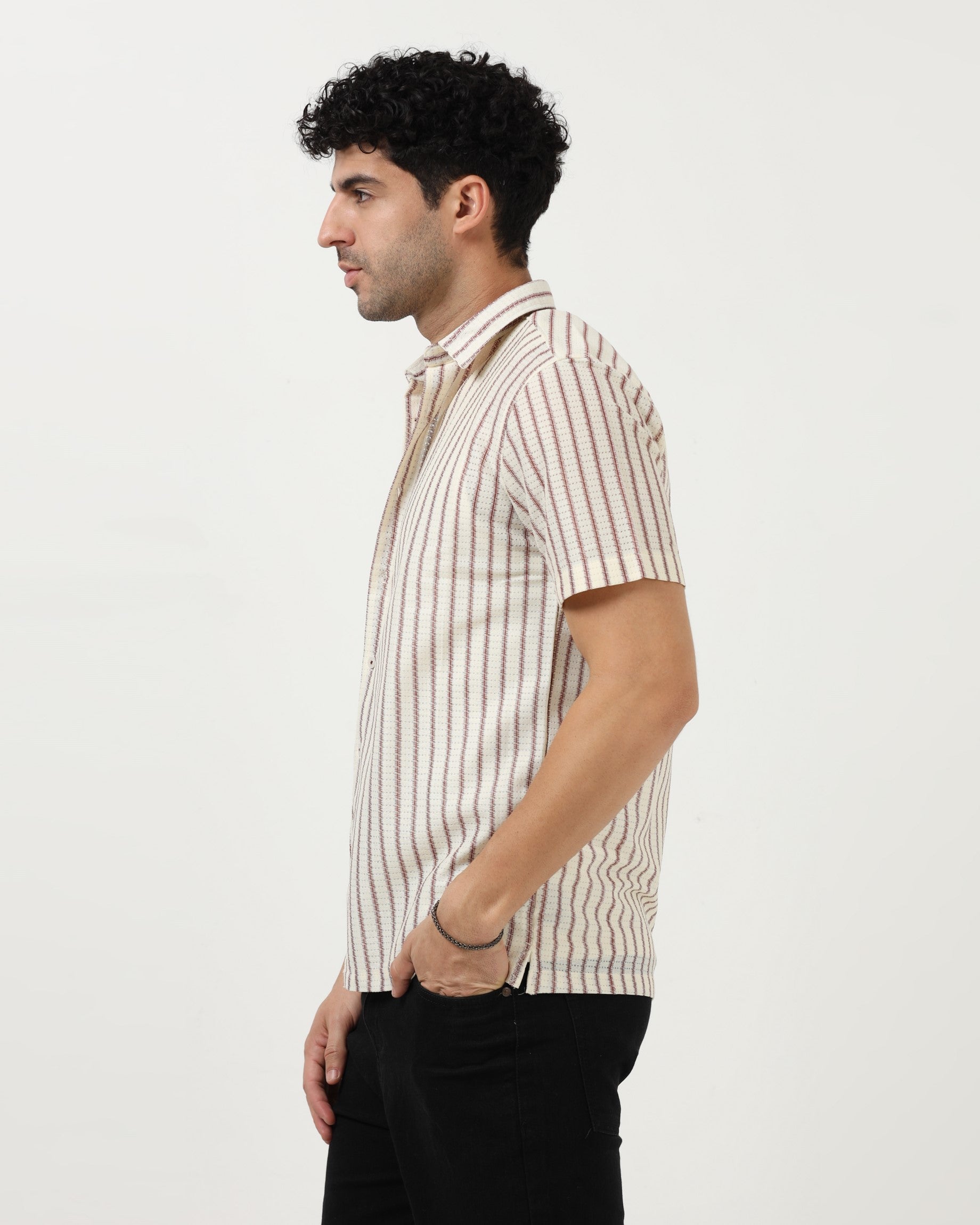 NOIR Maroon Line Shirt