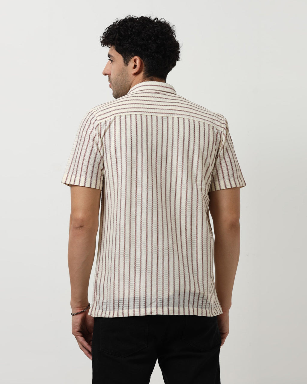 NOIR Maroon Line Shirt