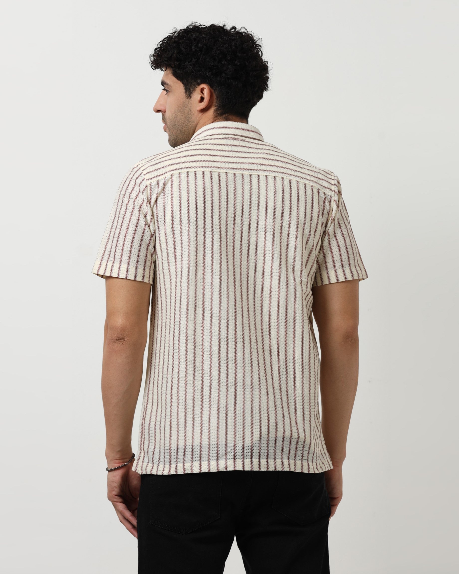 NOIR Maroon Line Shirt