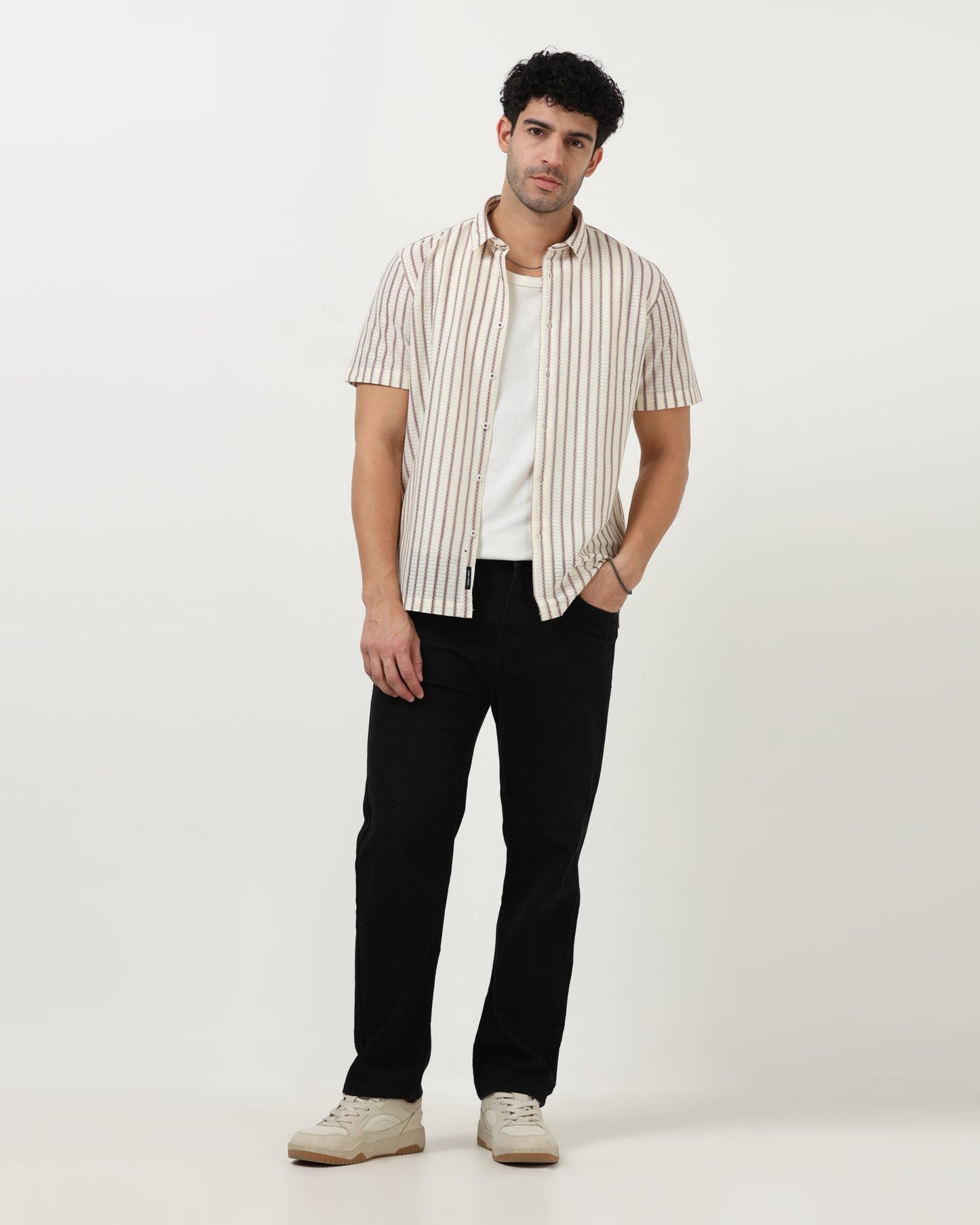 NOIR Maroon Line Shirt