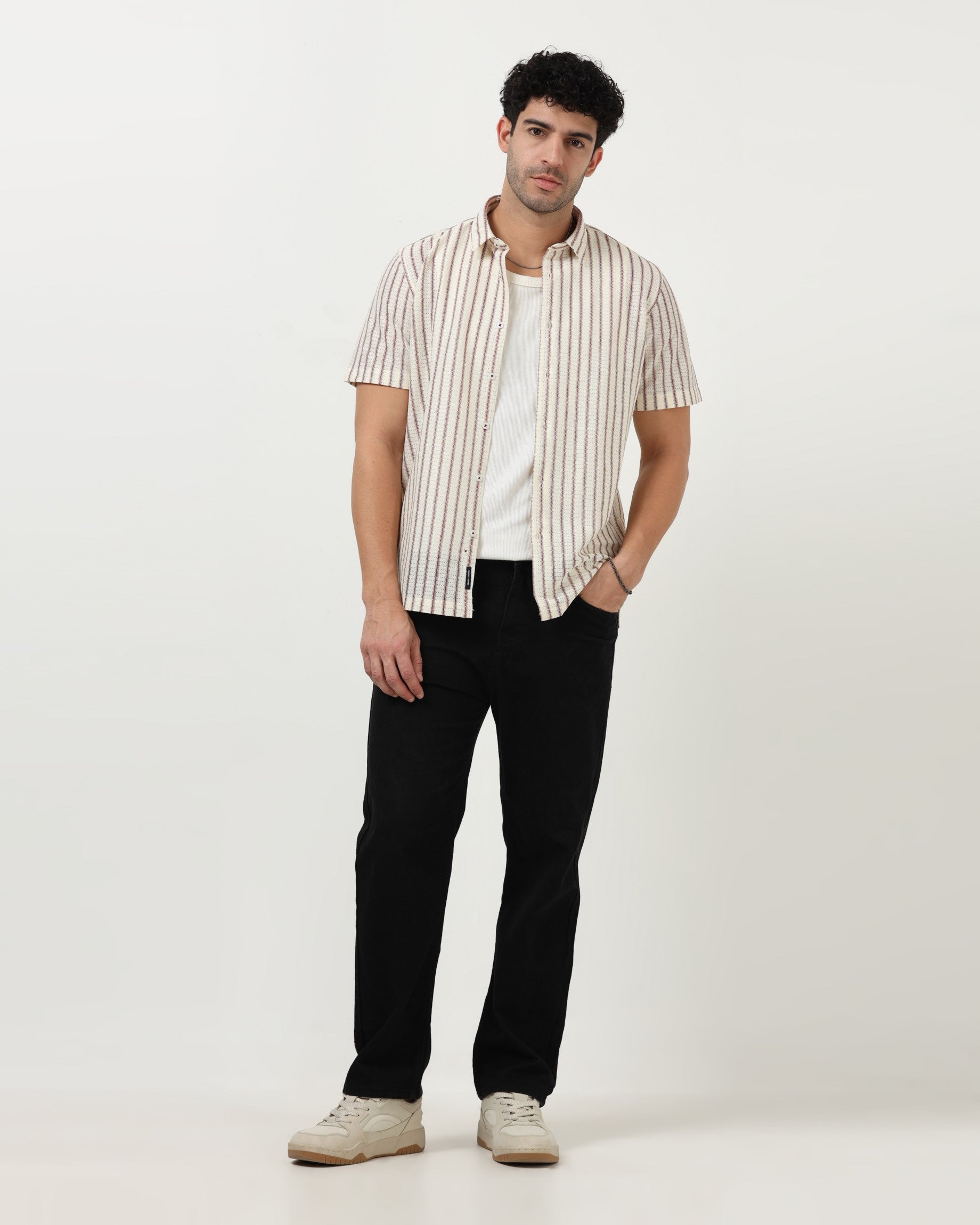 NOIR Maroon Line Shirt