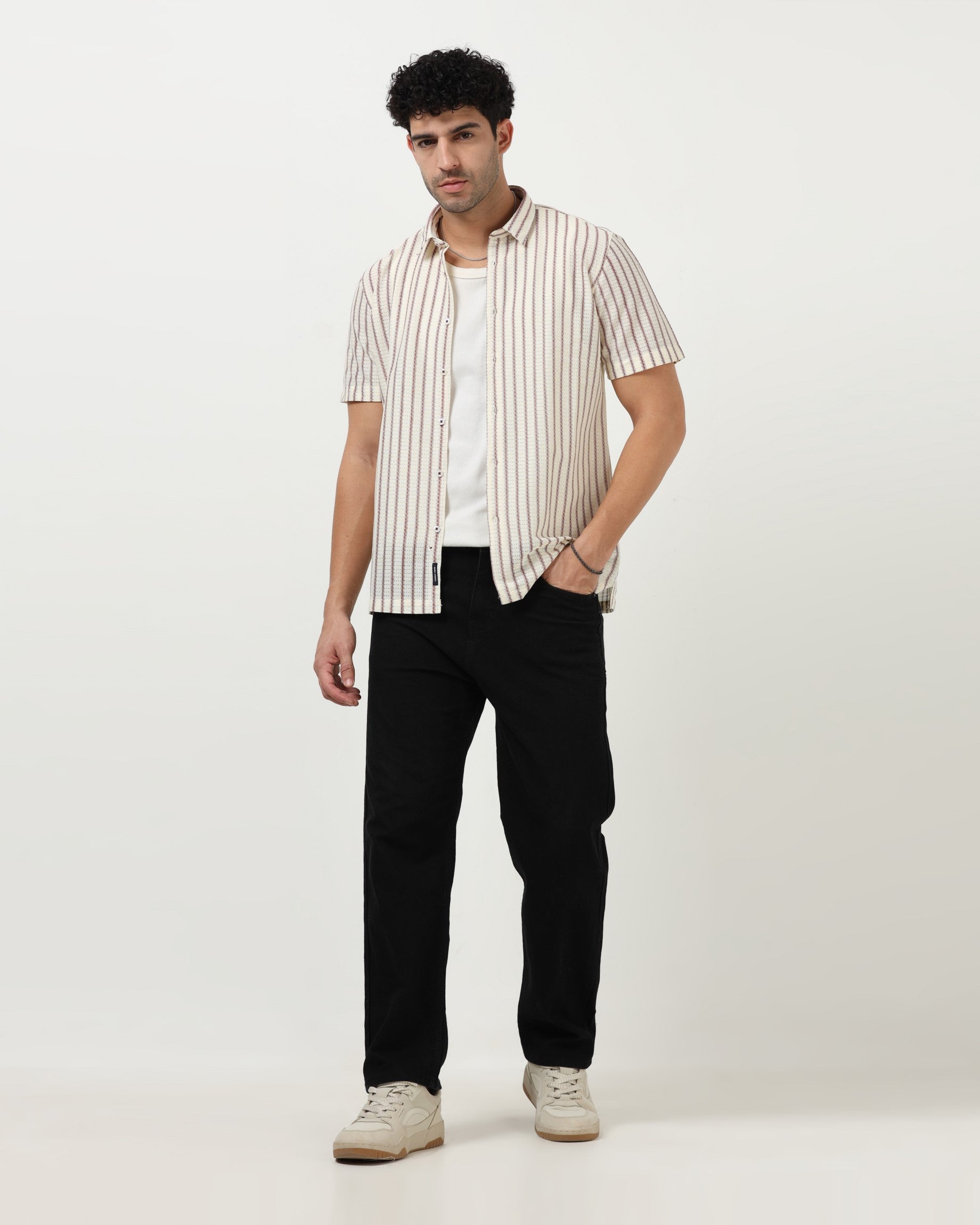NOIR Maroon Line Shirt