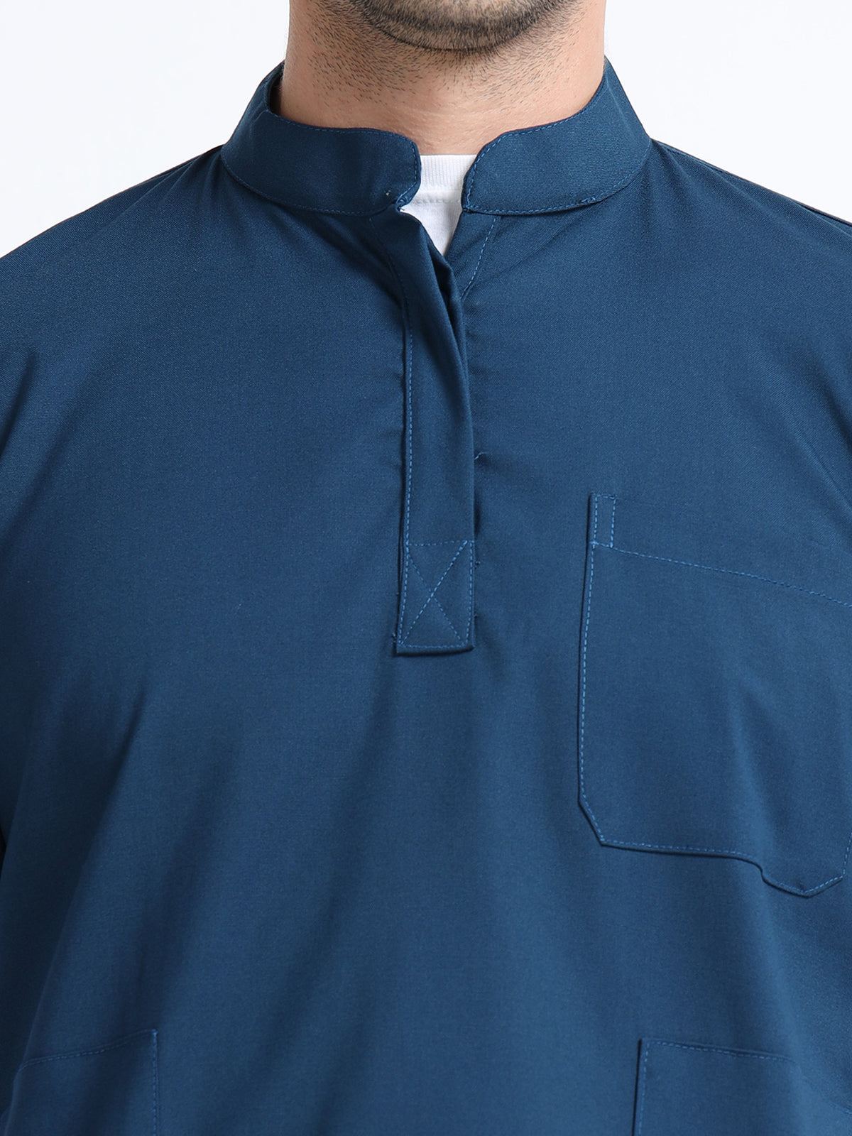 Men’s Galaxy Blue Medical Scrub Set – Mandarin Collar (Chinese Collar) Top & Straight Pants | 2-Way Stretch, Antibacterial & Wrinkle-Resistant – Apollo
