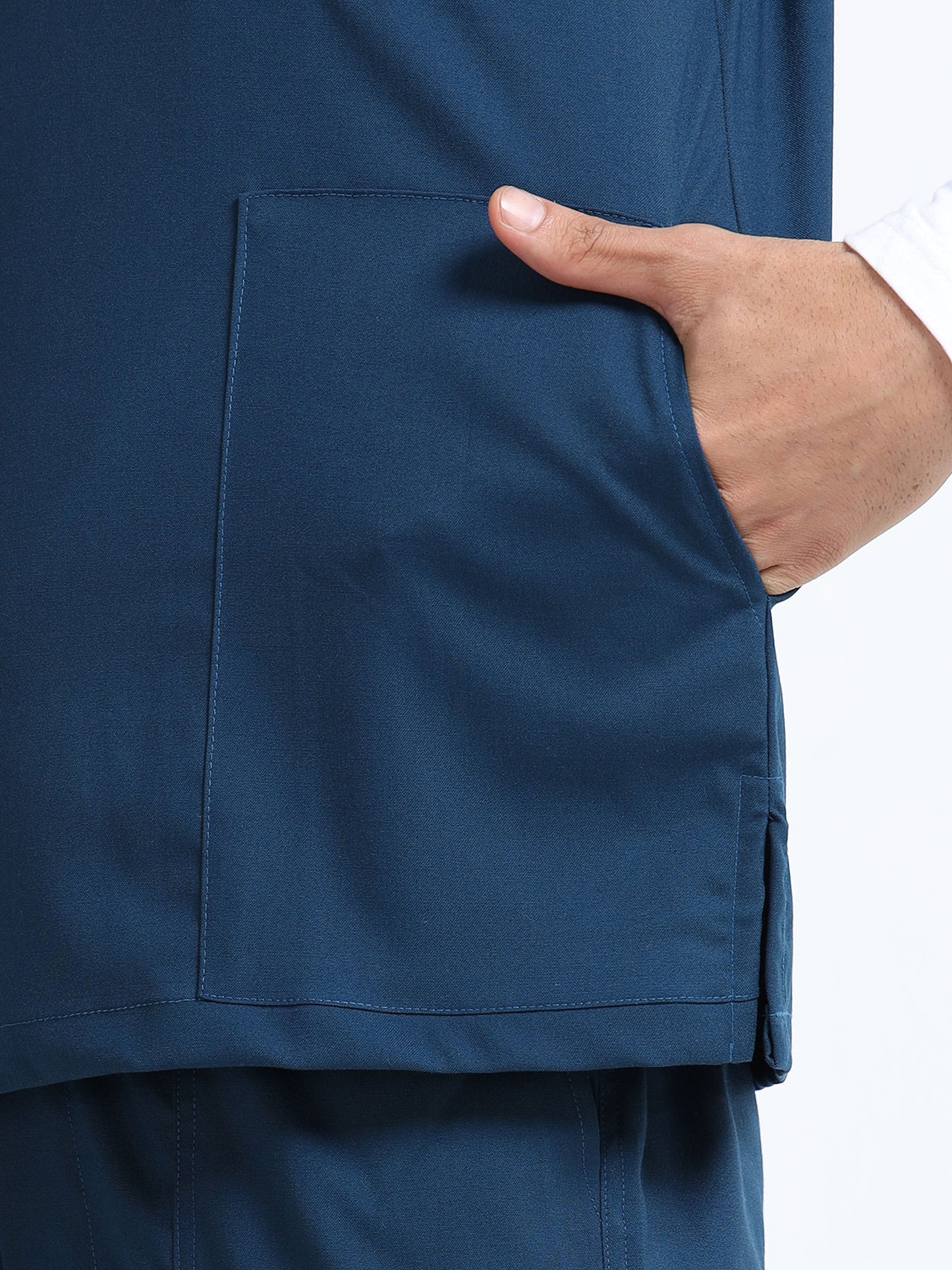 Men’s Galaxy Blue Medical Scrub Set – Mandarin Collar (Chinese Collar) Top & Straight Pants | 2-Way Stretch, Antibacterial & Wrinkle-Resistant – Apollo