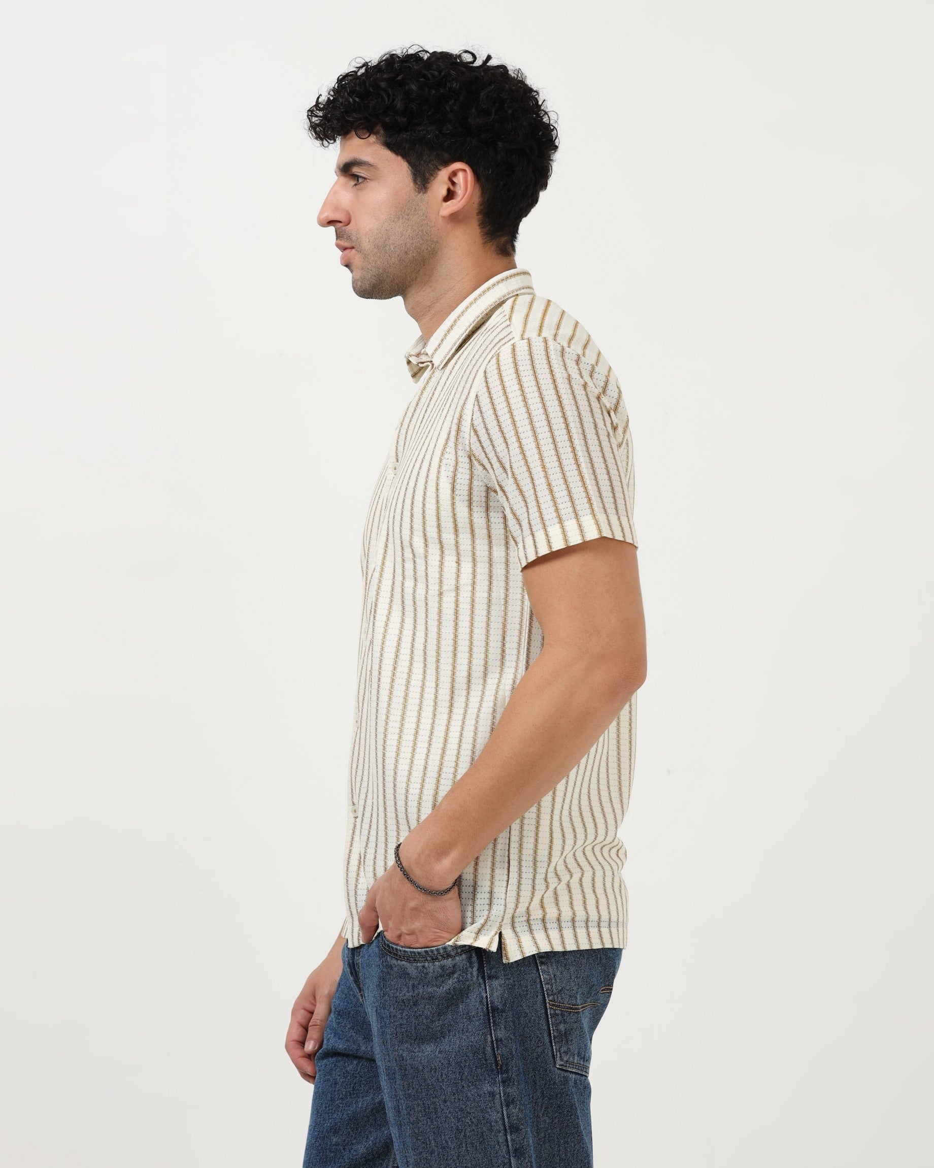 NOIR Brown Line Shirt