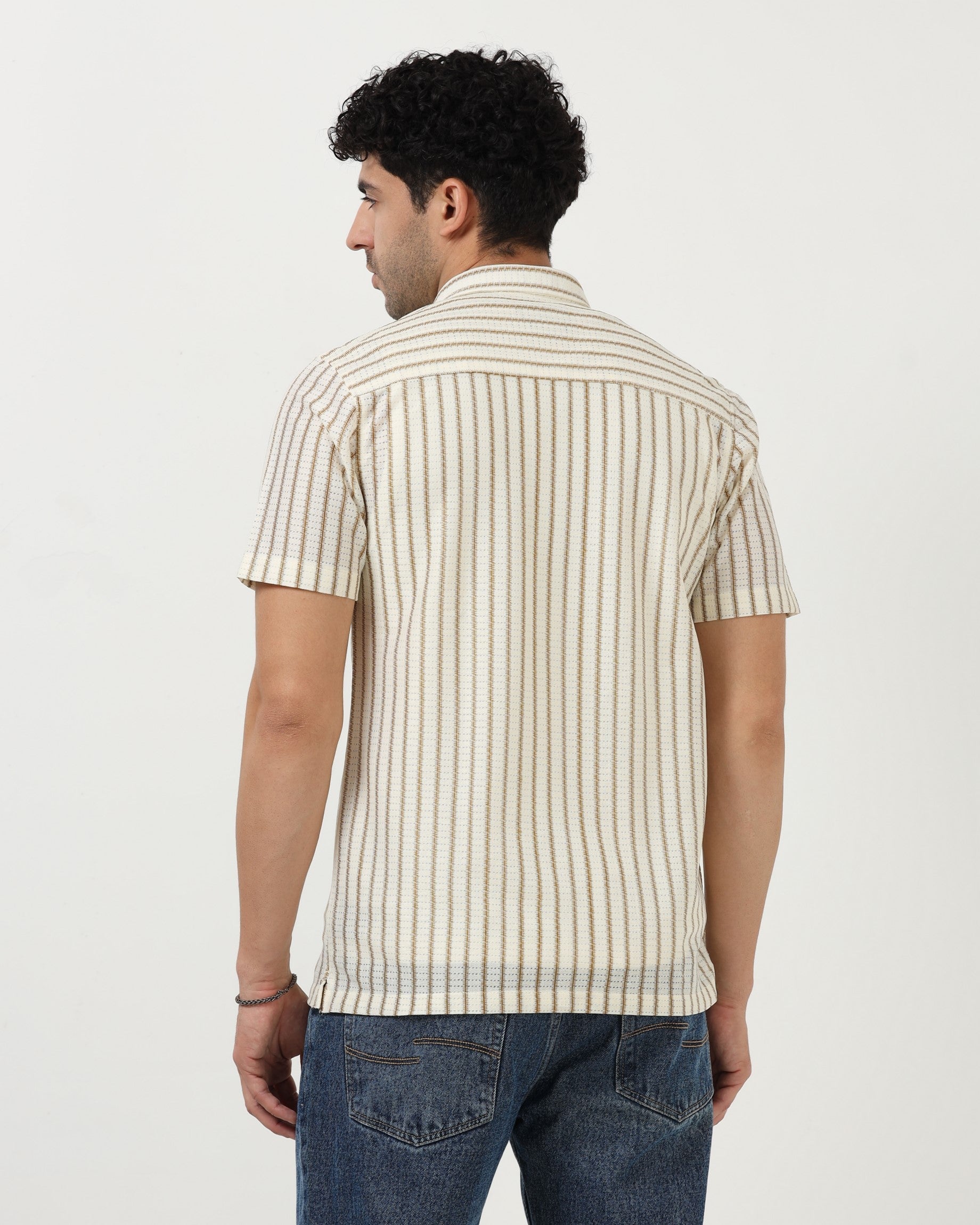 NOIR Brown Line Shirt