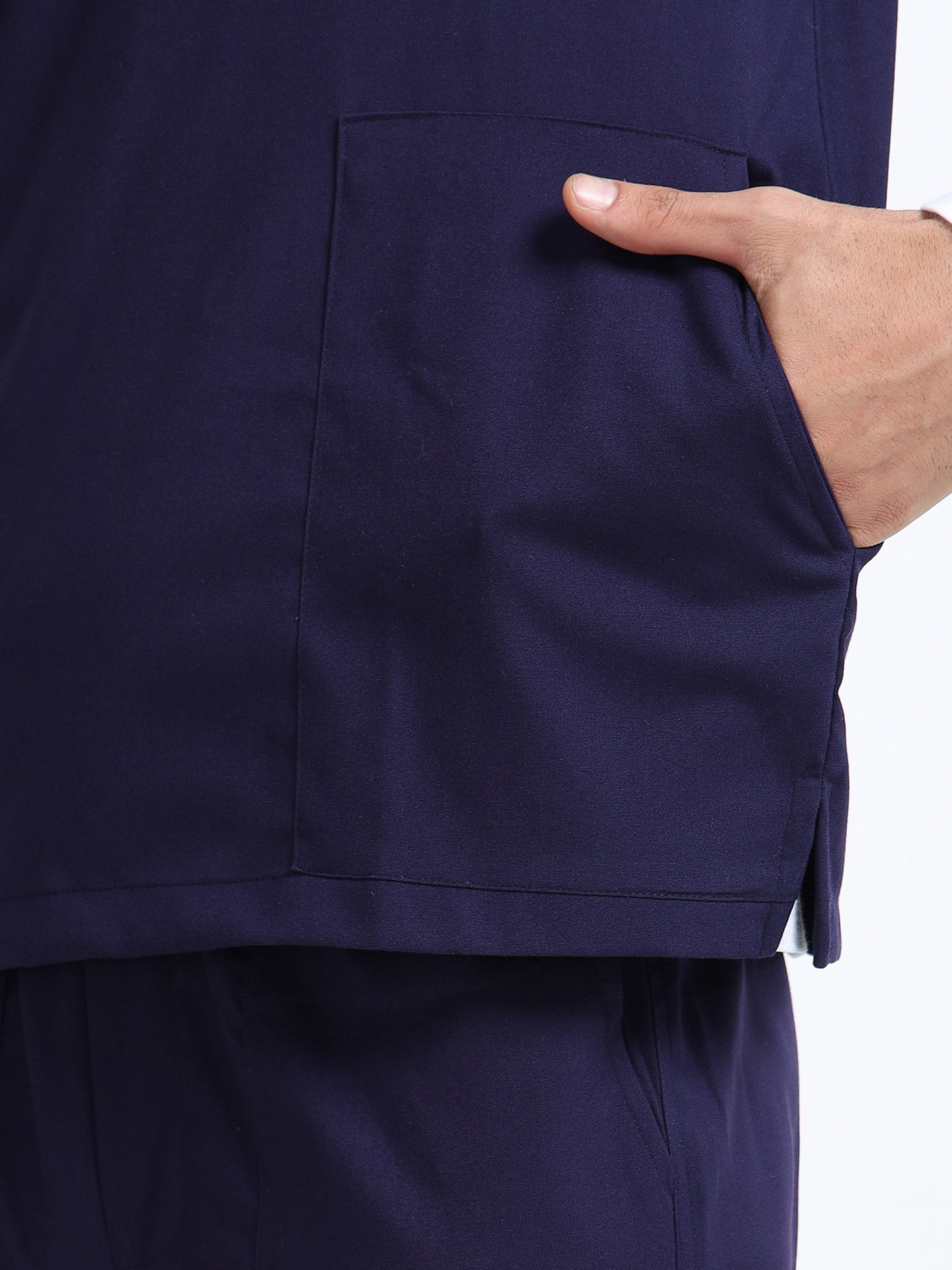 Men’s Navy Medical Scrub Set – Mandarin Collar (Chinese Collar) Top & Straight Pants | Wrinkle-Resistant – Eco Flex