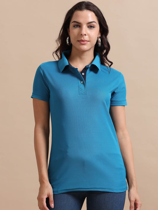 Sea Blue Women's Polo T-shirt