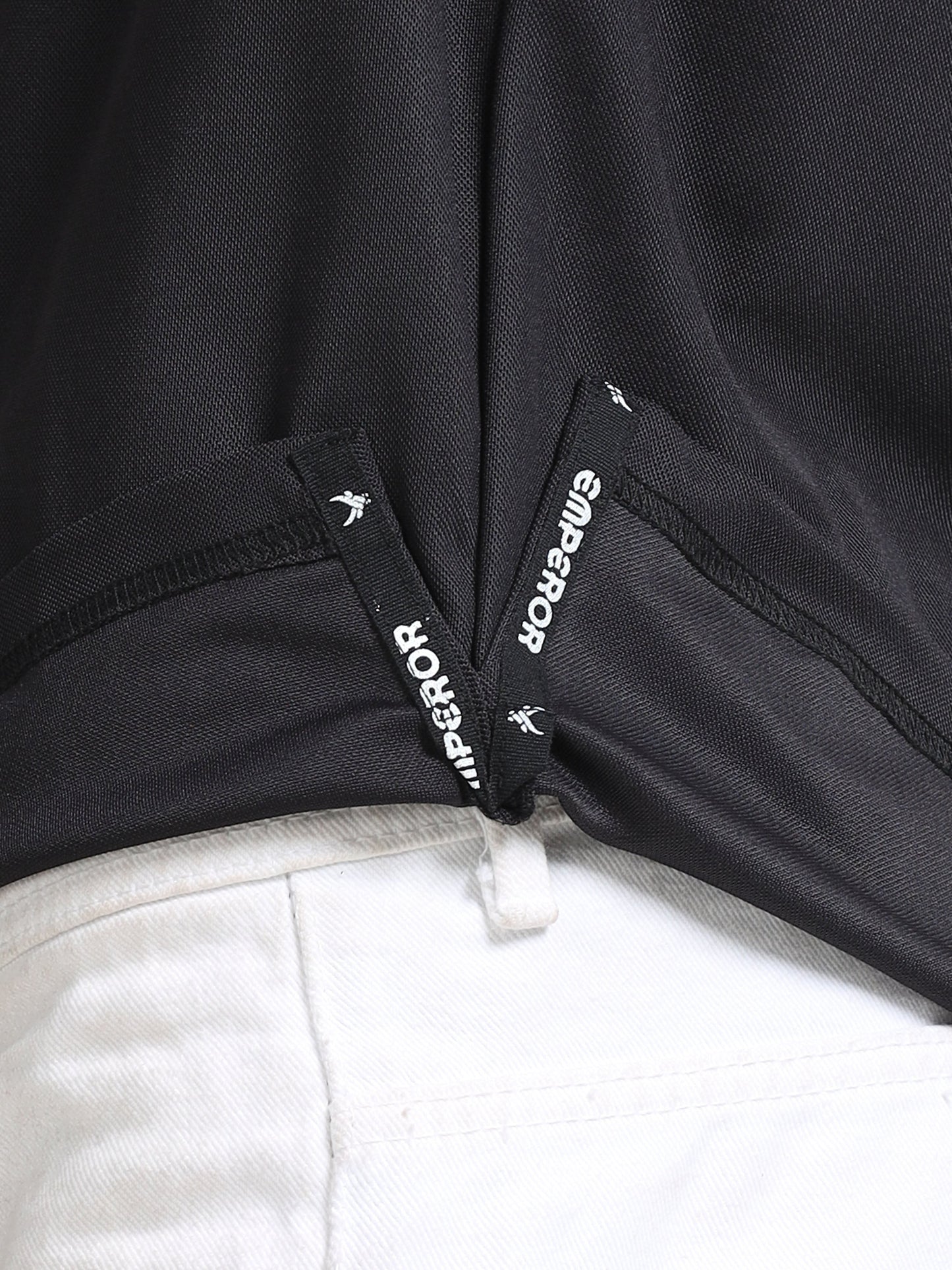 Men’s Black Premium Mandarin Collar Polo T-Shirt – Soft Breathable Polyester, Modern Henley Style, Everyday Comfort Wear