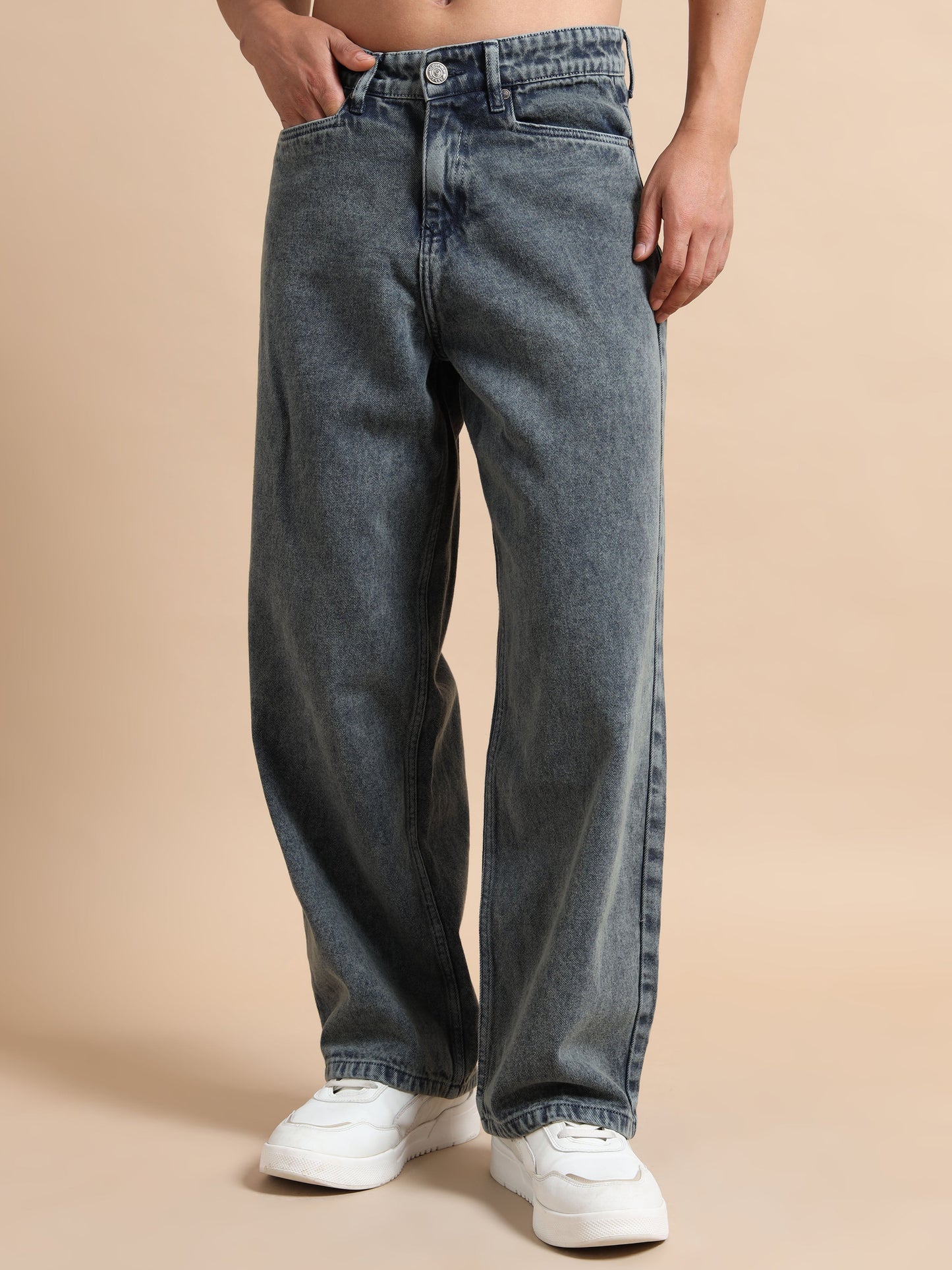 Grey Baggy Denim Pant