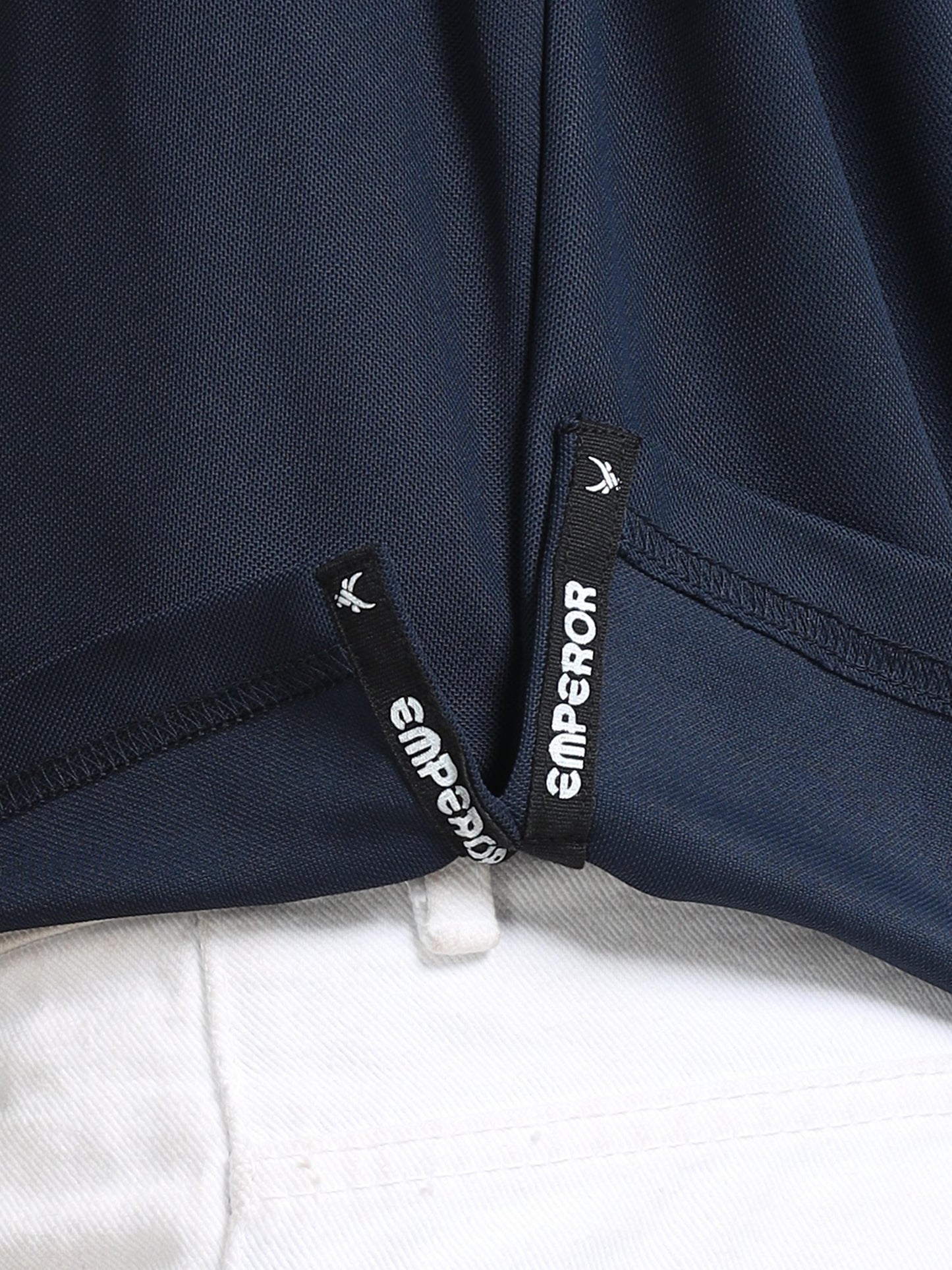 Men’s Navy Premium Mandarin Collar Polo T-Shirt – Soft Breathable Polyester, Modern Henley Style, Everyday Comfort Wear