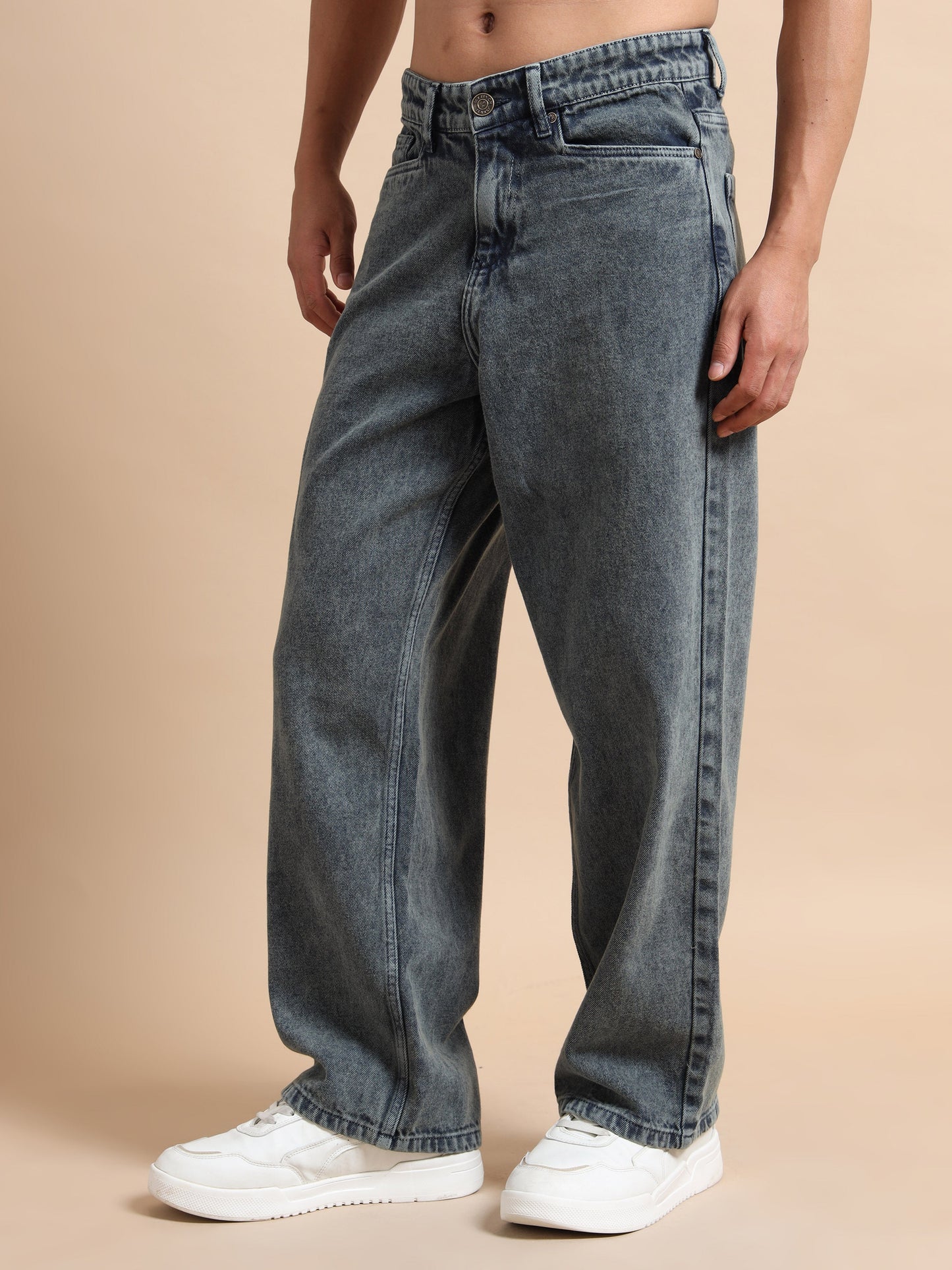 Grey Baggy Denim Pant