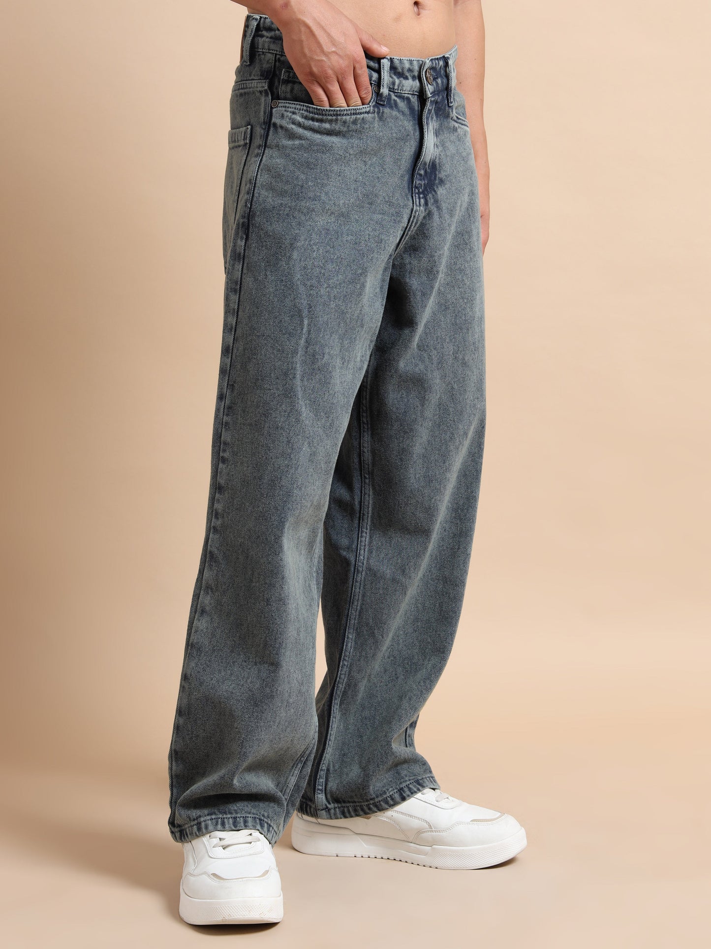 Grey Baggy Denim Pant