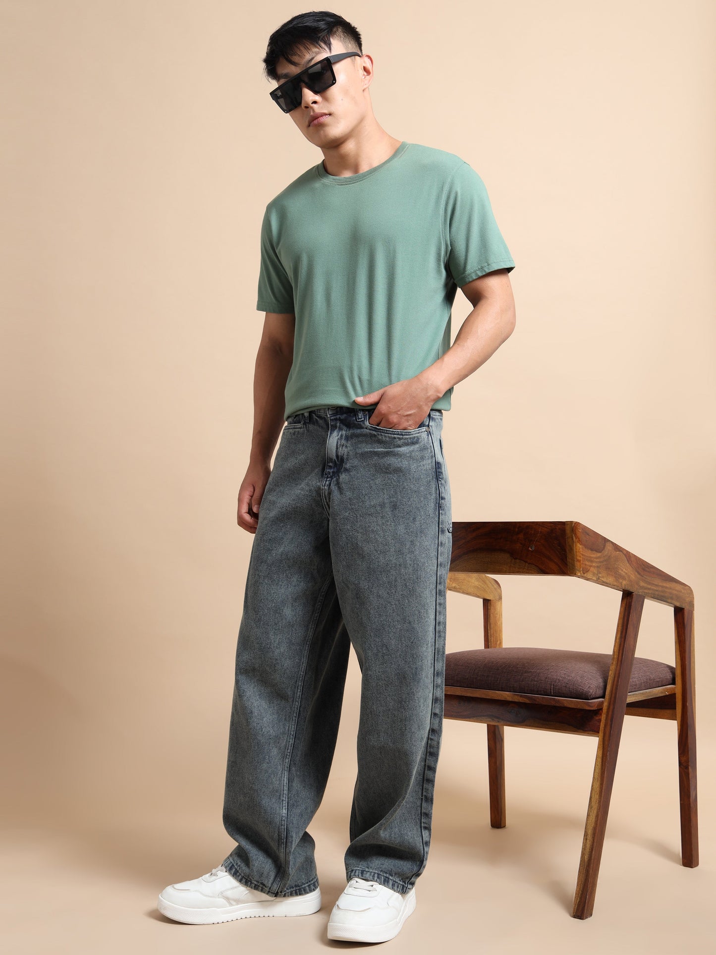 Grey Baggy Denim Pant