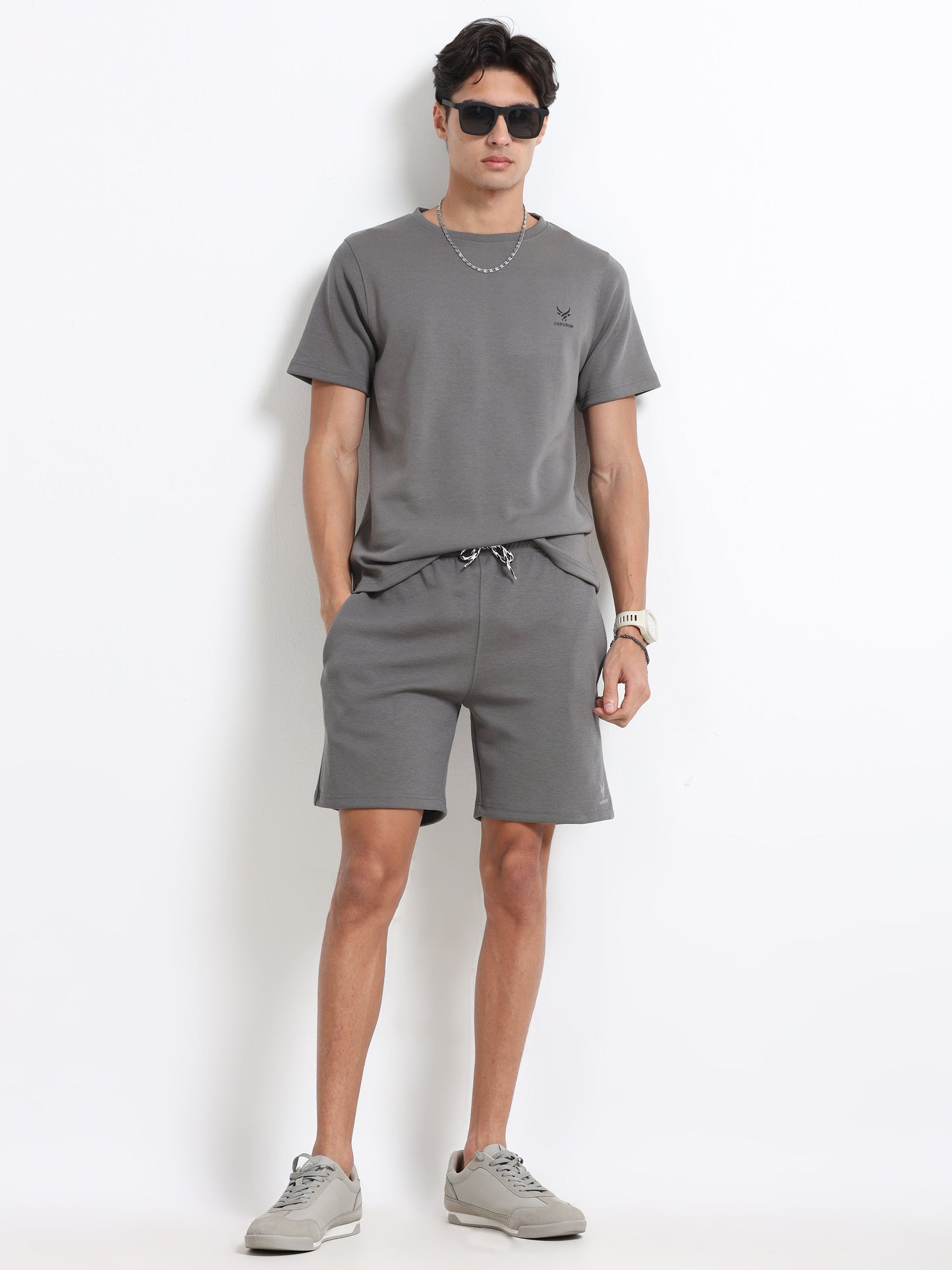 Men’s Dark Grey Co-Ord Set – Soft Knit T-Shirt & Shorts | Everyday Comfort Wear | Casual Athleisure Set