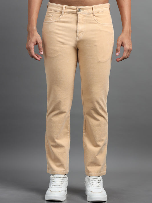 Men Corduroy Trousers-Beige
