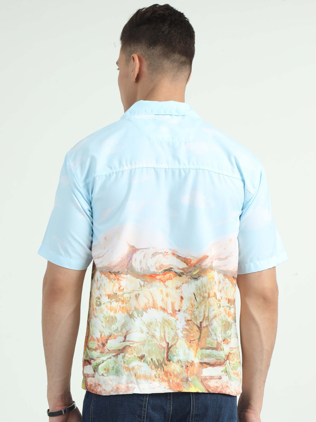 Men Abstract Terrain Oversized Shirt-Abstract Terrain