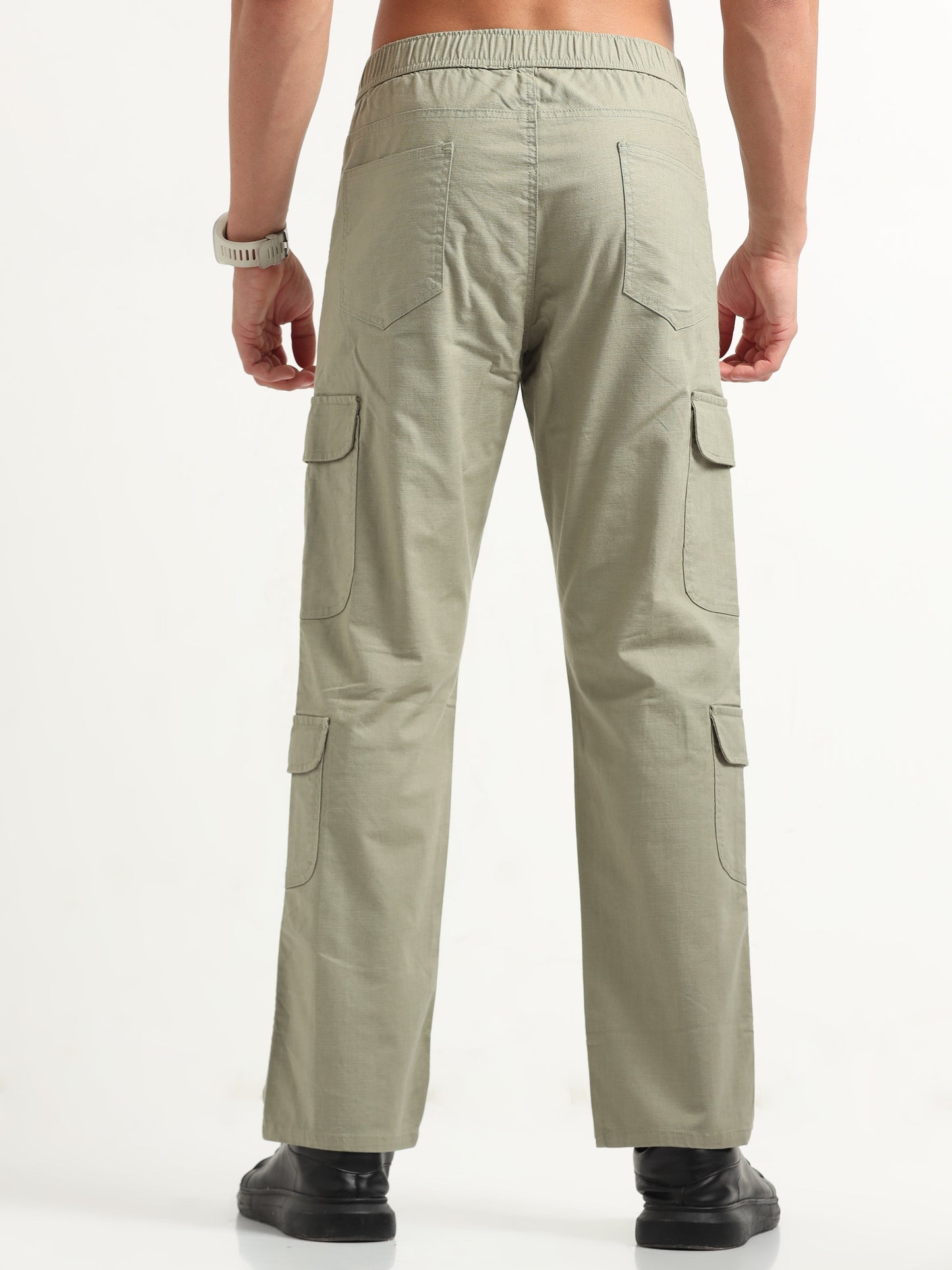 Men Lazy Linen Utility Cargo-Fern